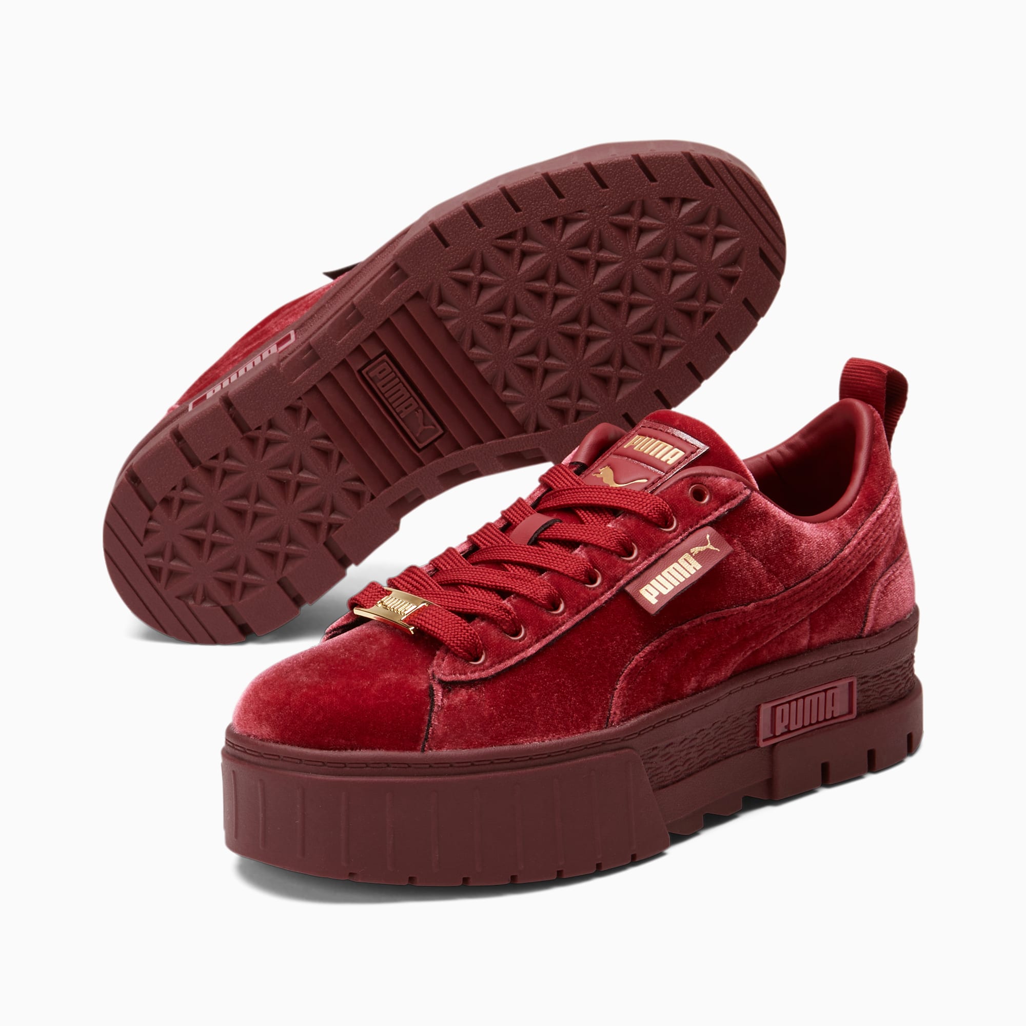 Puma red velvet shoes shop