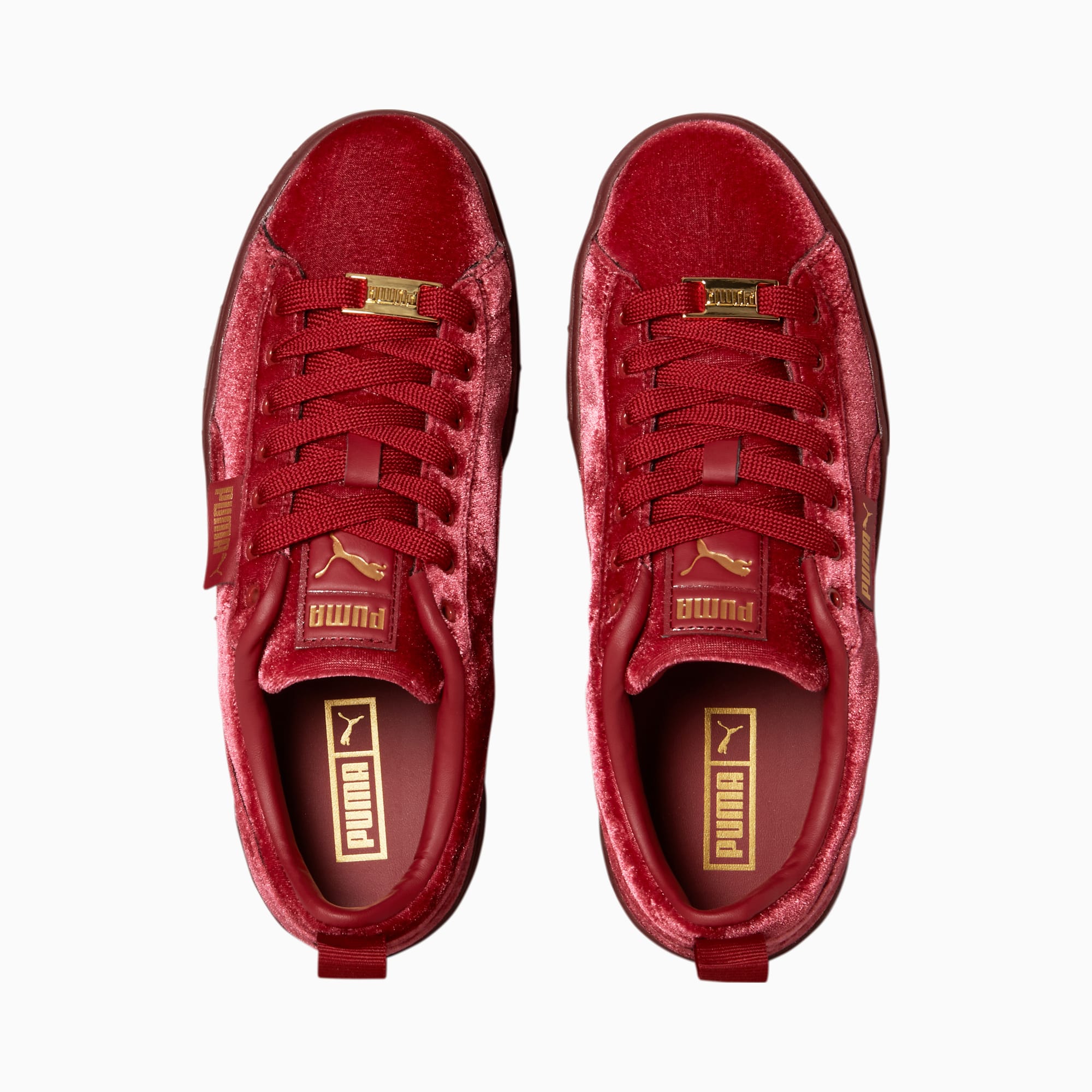 Black velvet puma trainers top