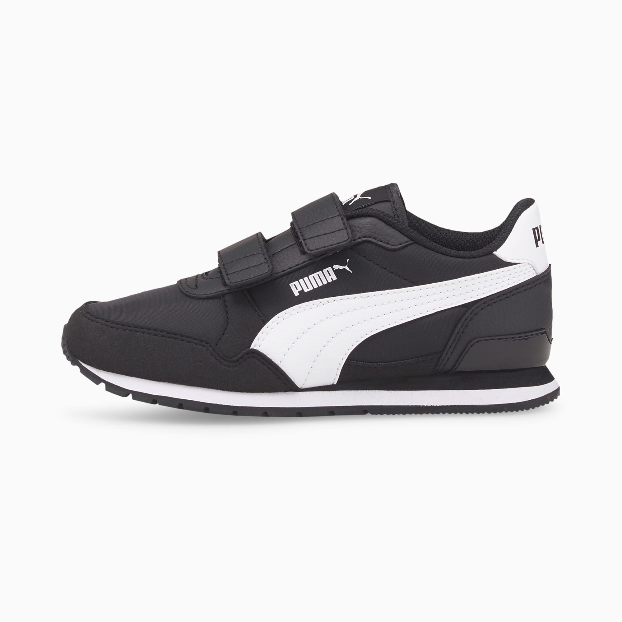  PUMA Smash 3.0 Hook and Loop Sneaker, Black White, 10.5 US  Unisex Little Kid