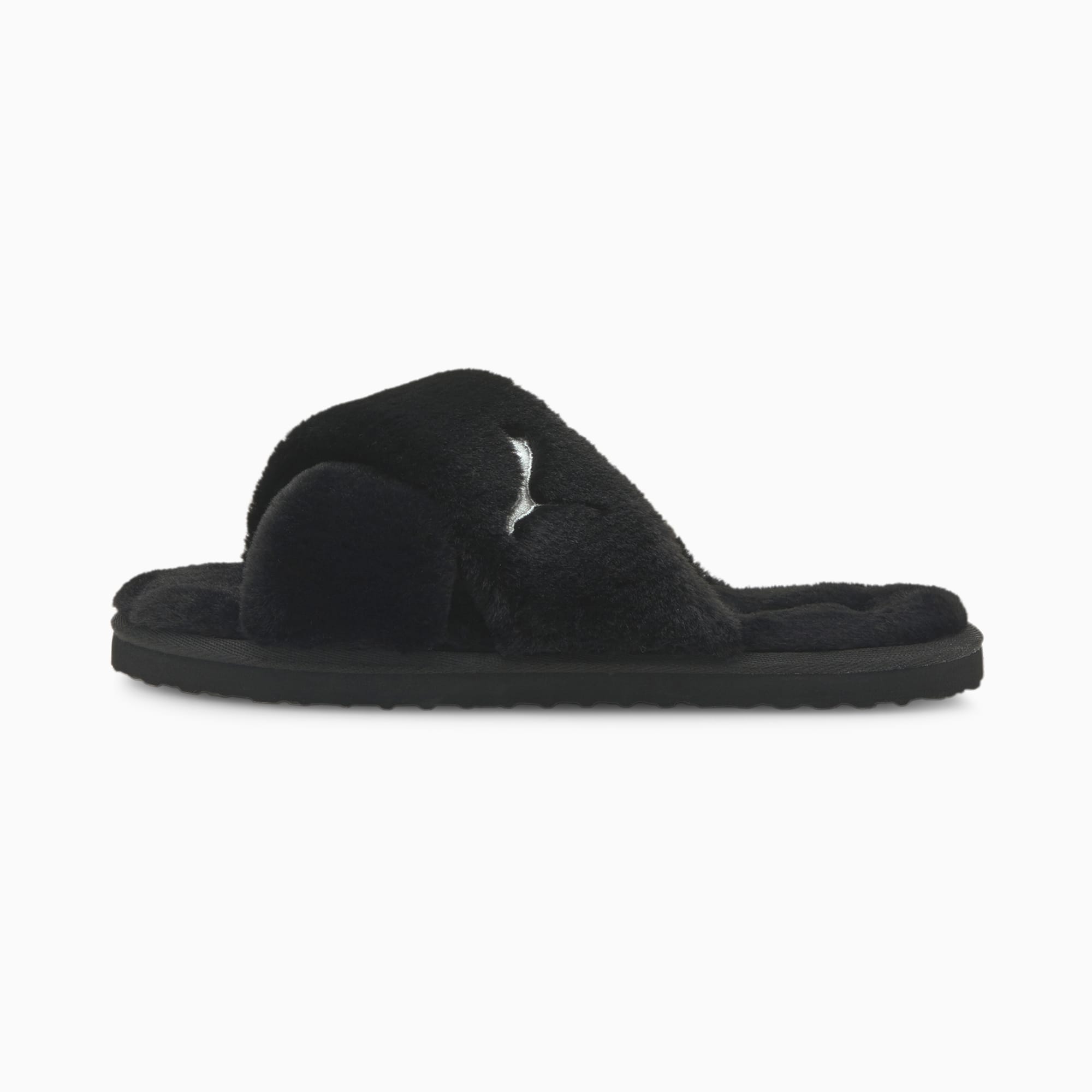 Grey puma slides fur cheap