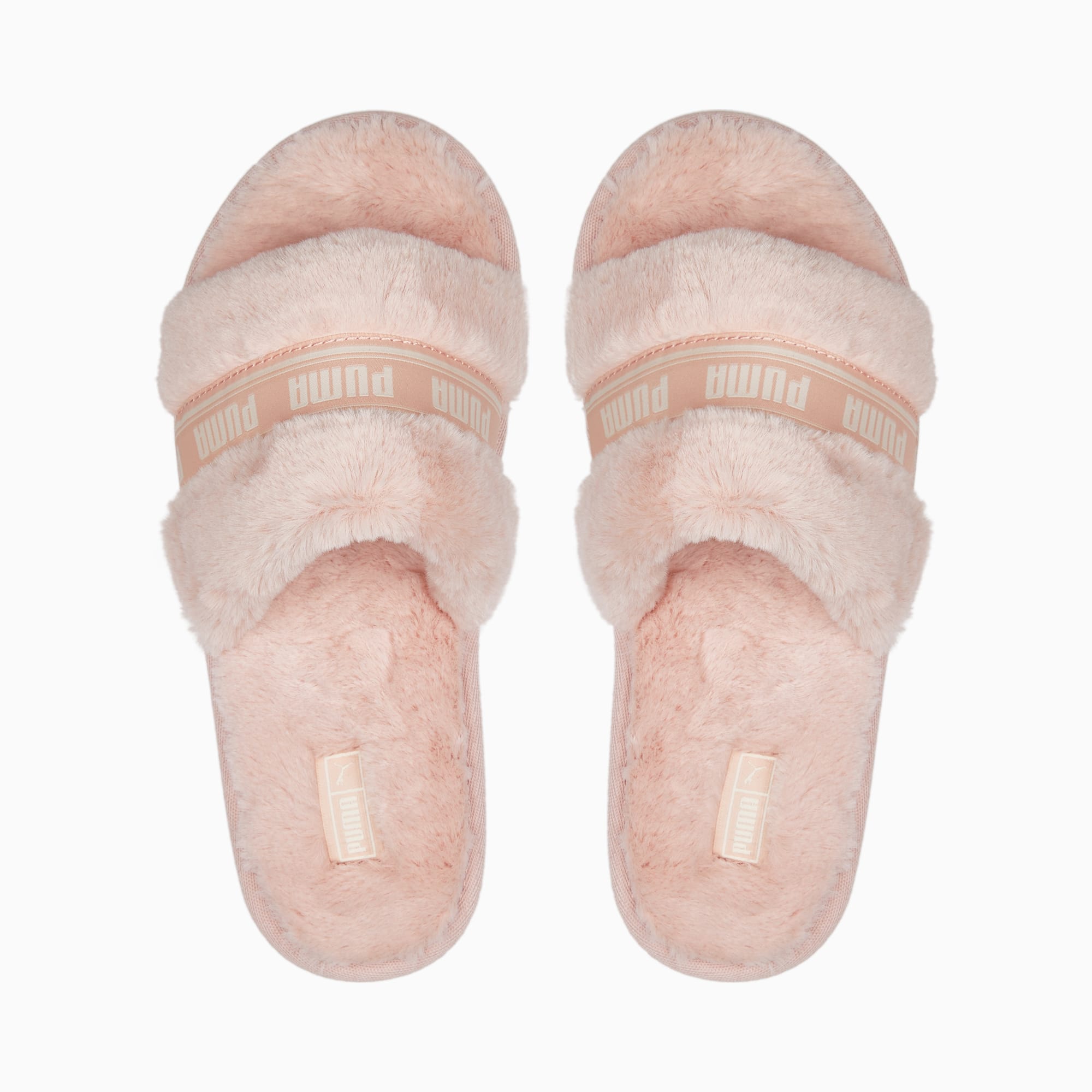 Puma pink fluffy sales slides