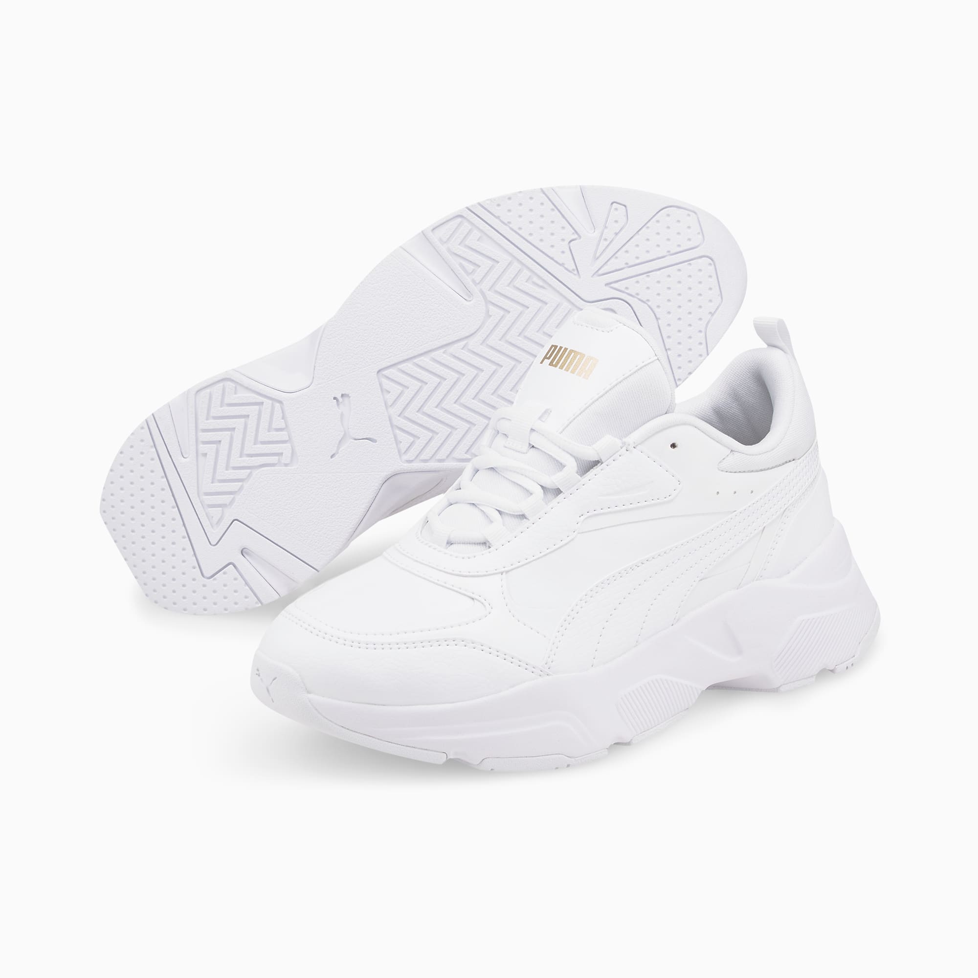 Cassia SL Women's Trainers, Puma White-Puma White-Puma Team Gold, large