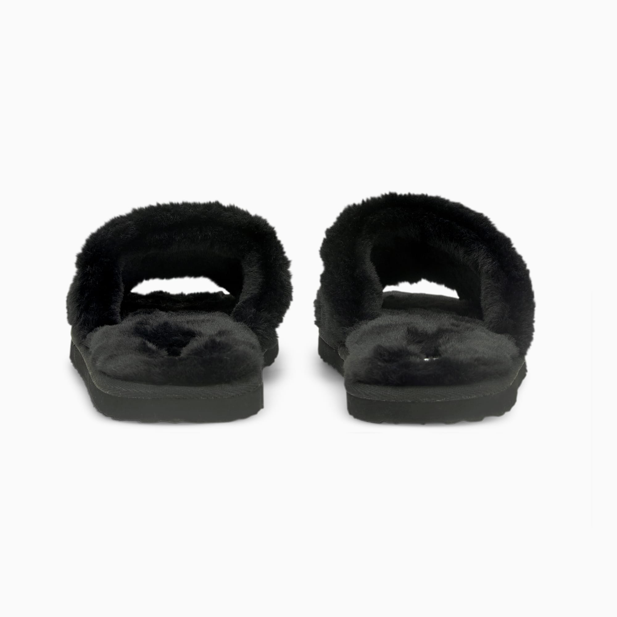 Puma furry slides black sale