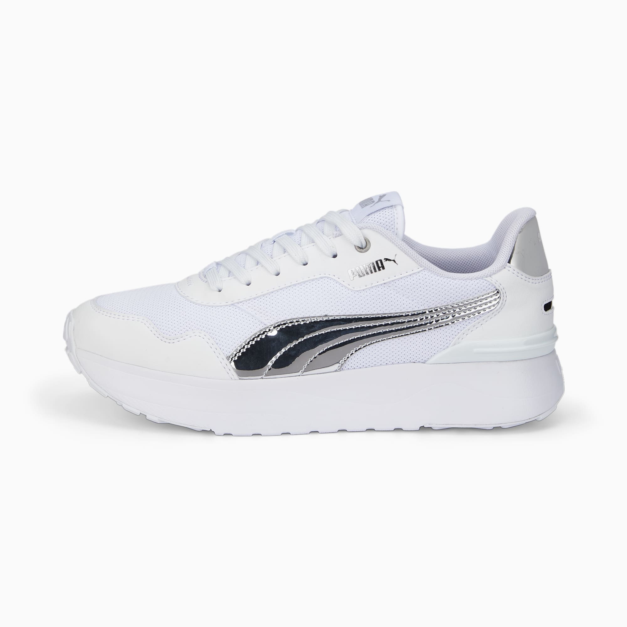 R78 Voyage Distressed Sneakers Women | Puma White-Puma White-Puma Silver |  PUMA MY Exclusion List 2022 (New) | PUMA