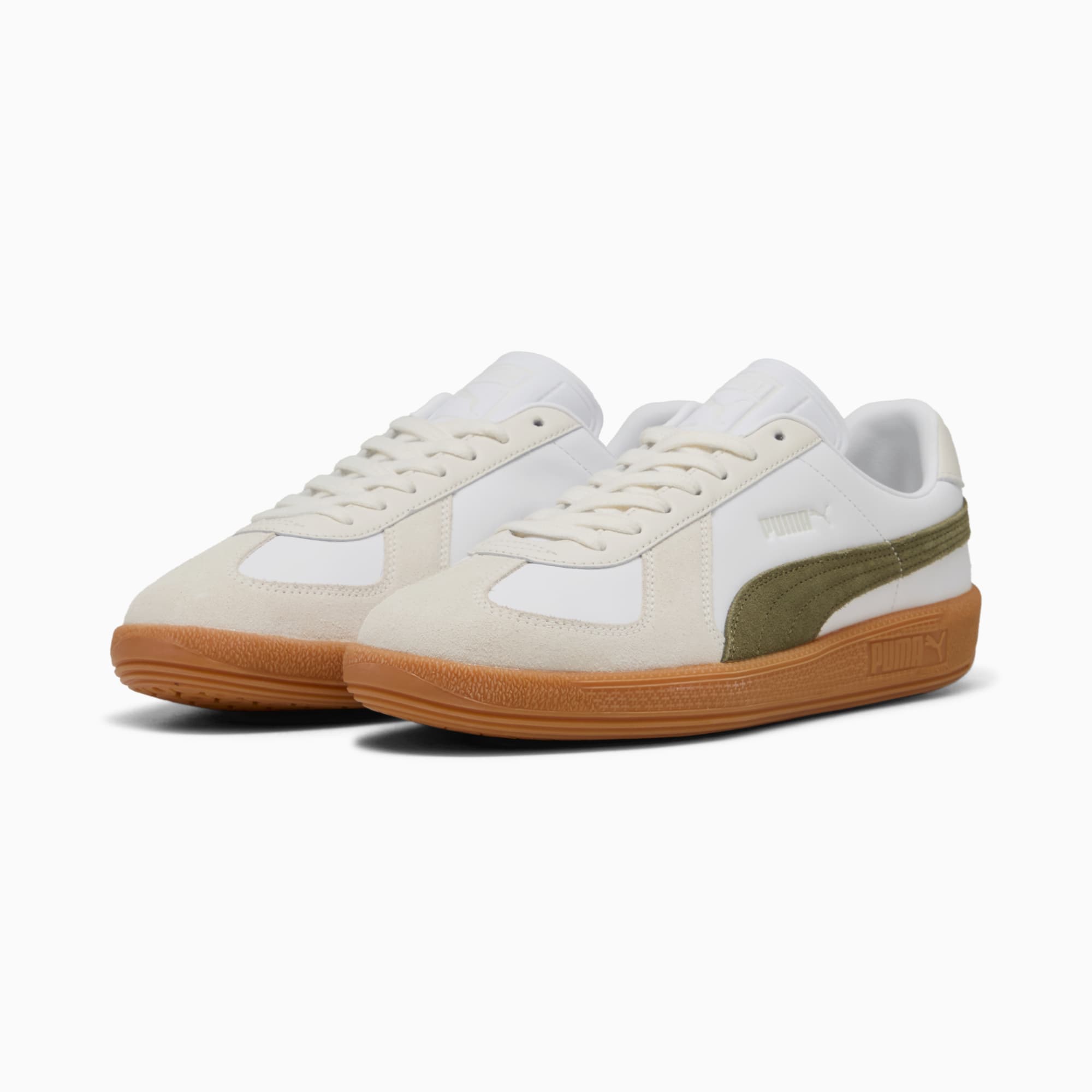Army Trainer Sneakers, PUMA White-PUMA Olive-Gum, large