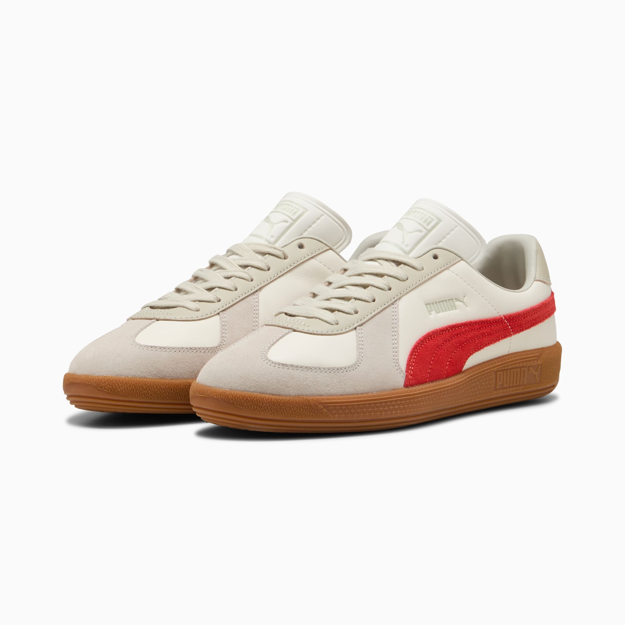Army Trainer Sneakers, Warm White-PUMA Red-Gum, large