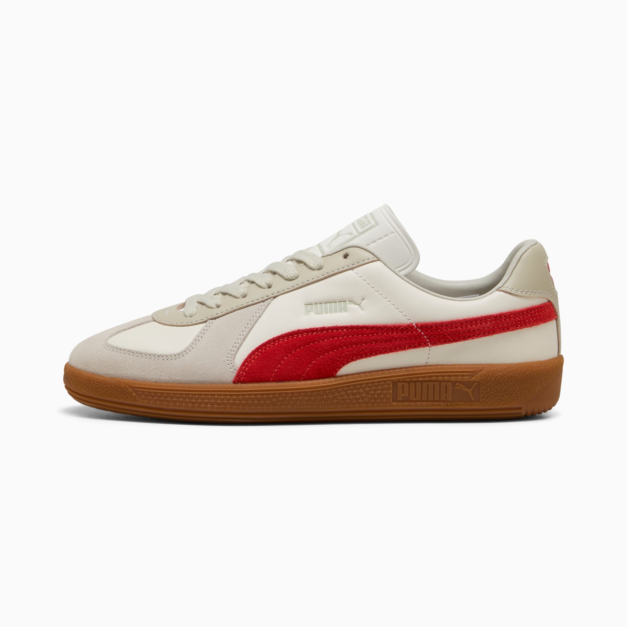 Army Trainer Sneakers, Warm White-PUMA Red-Gum, large