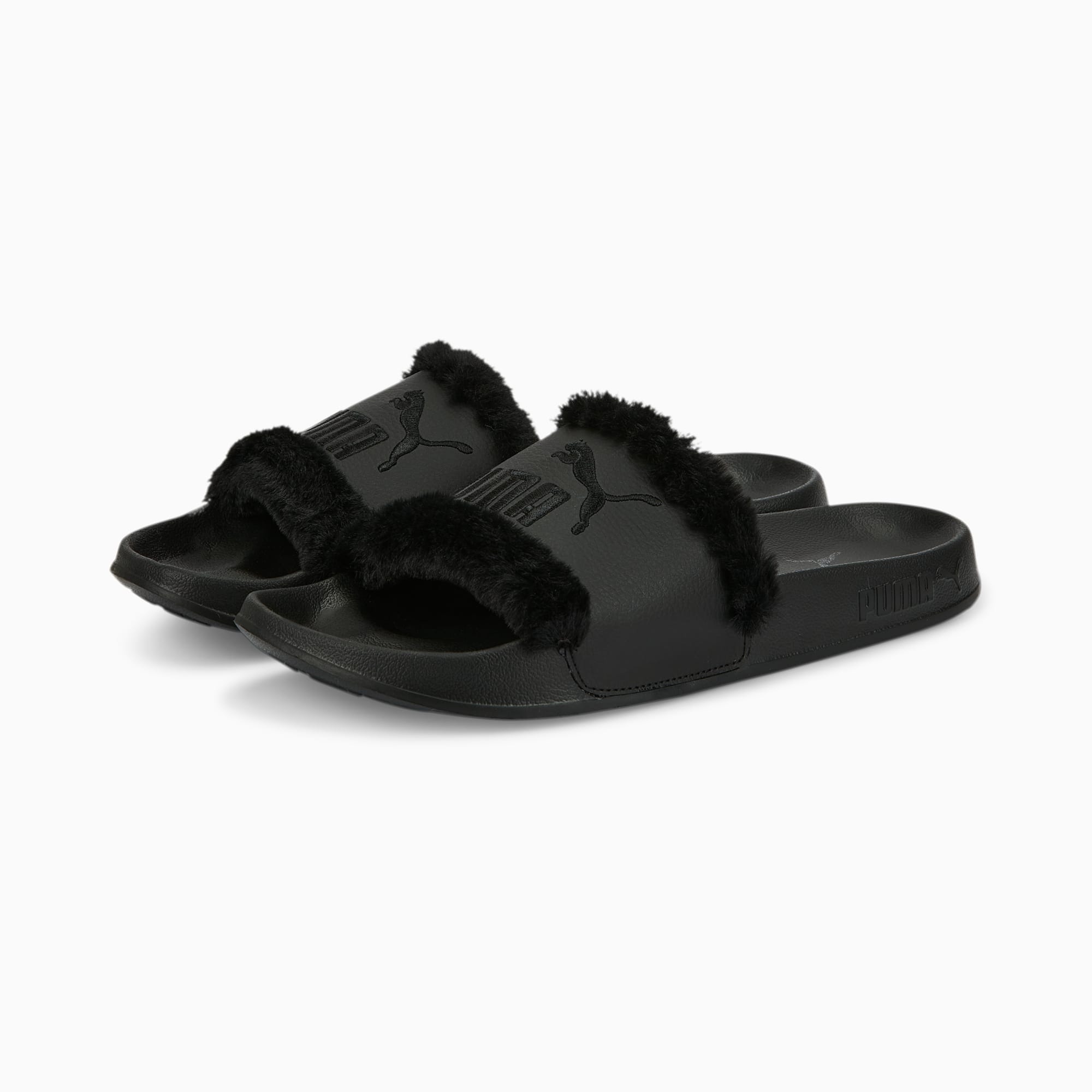 Puma fur slides black discount