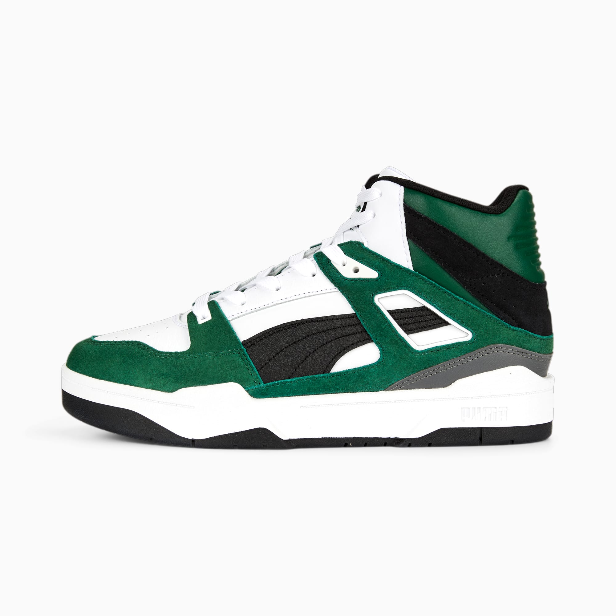 Green and white high top sale pumas