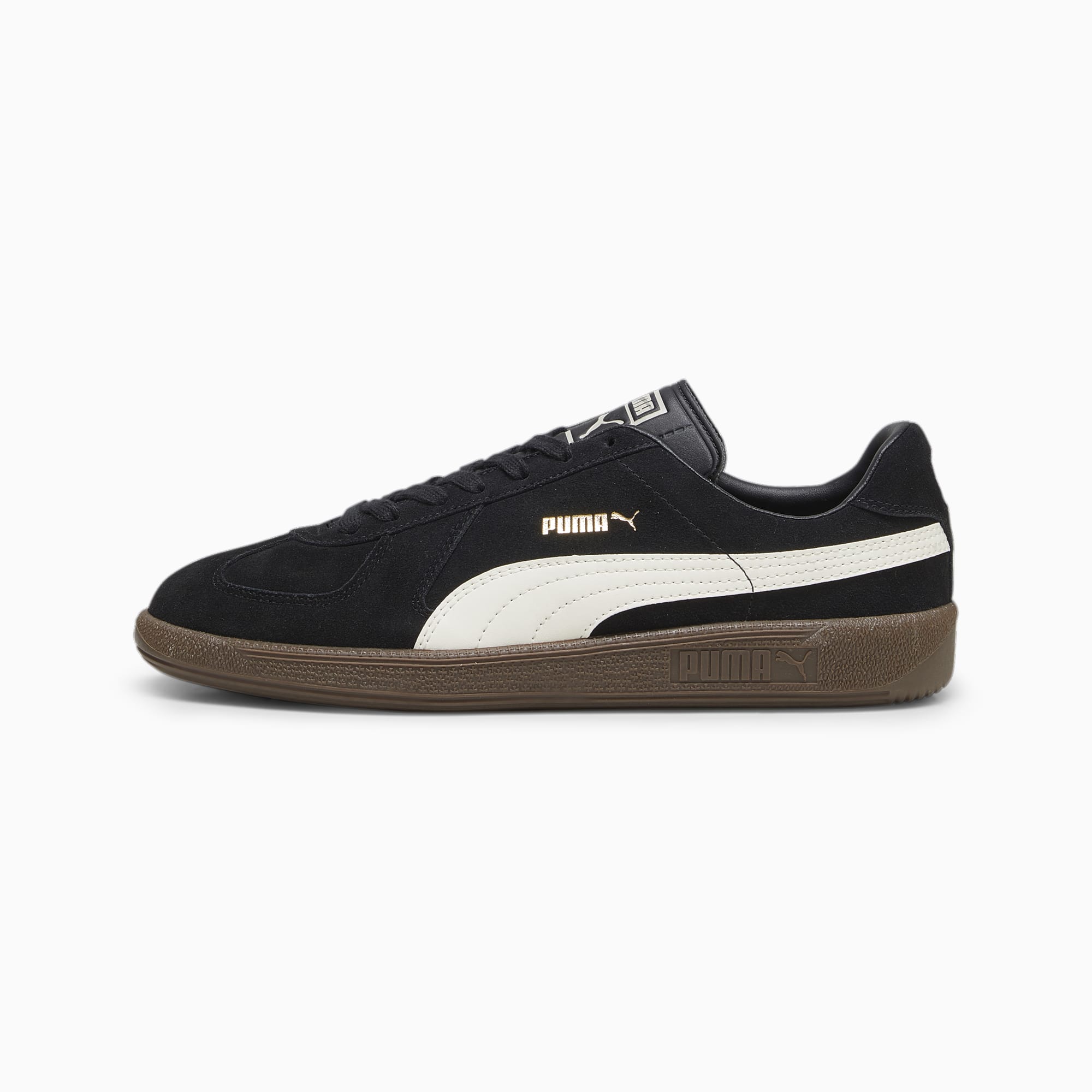 Puma black suede classic trainers with gum sole best sale