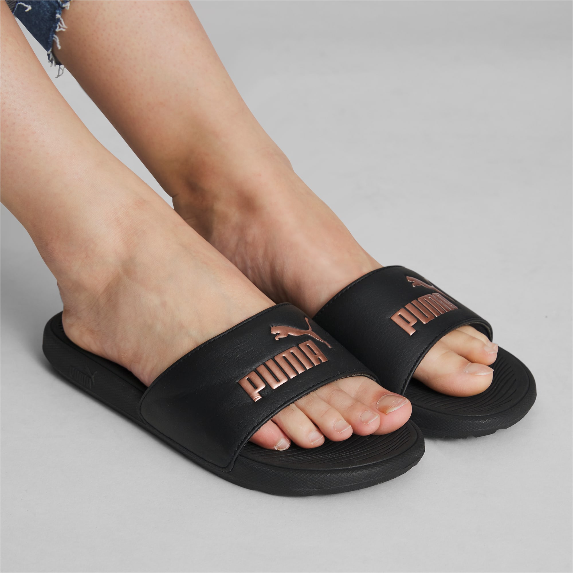 Cool Cat 2.0 Women s Slides PUMA Black Rose Gold PUMA Shoes PUMA