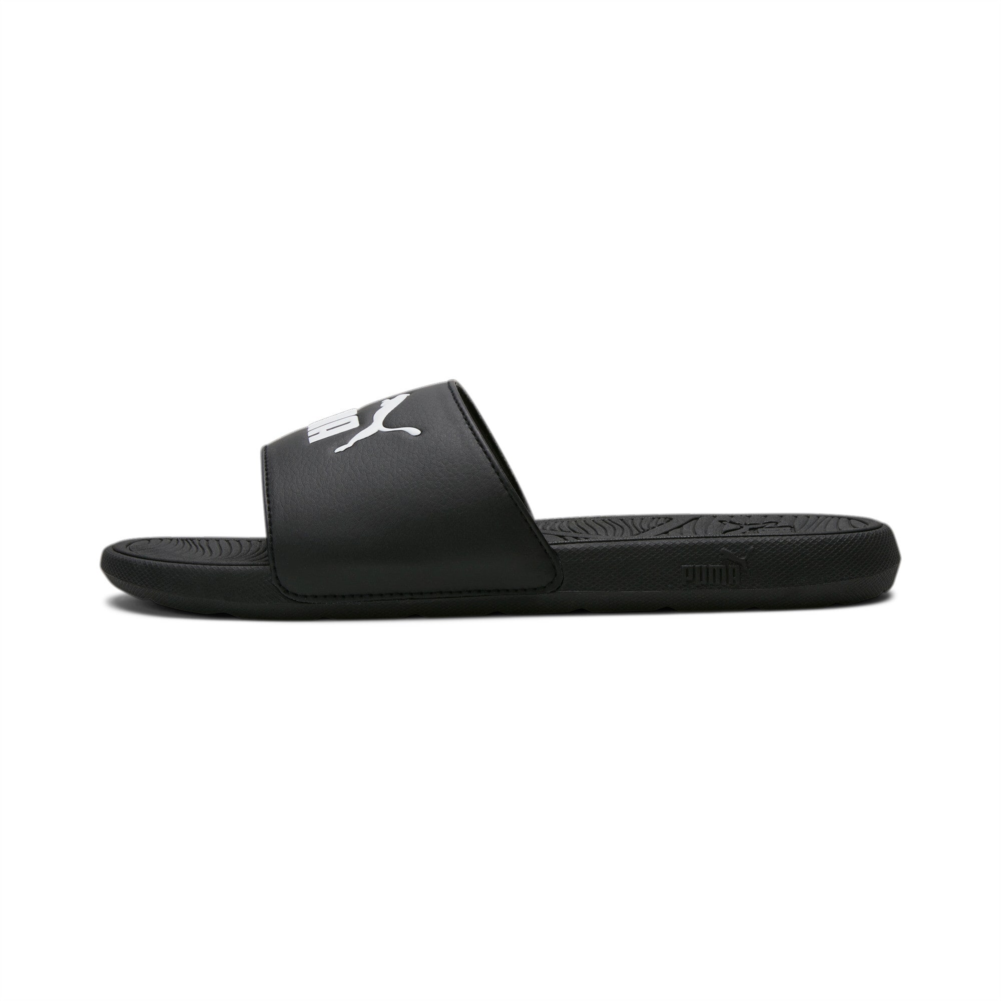 Puma black and white slides top