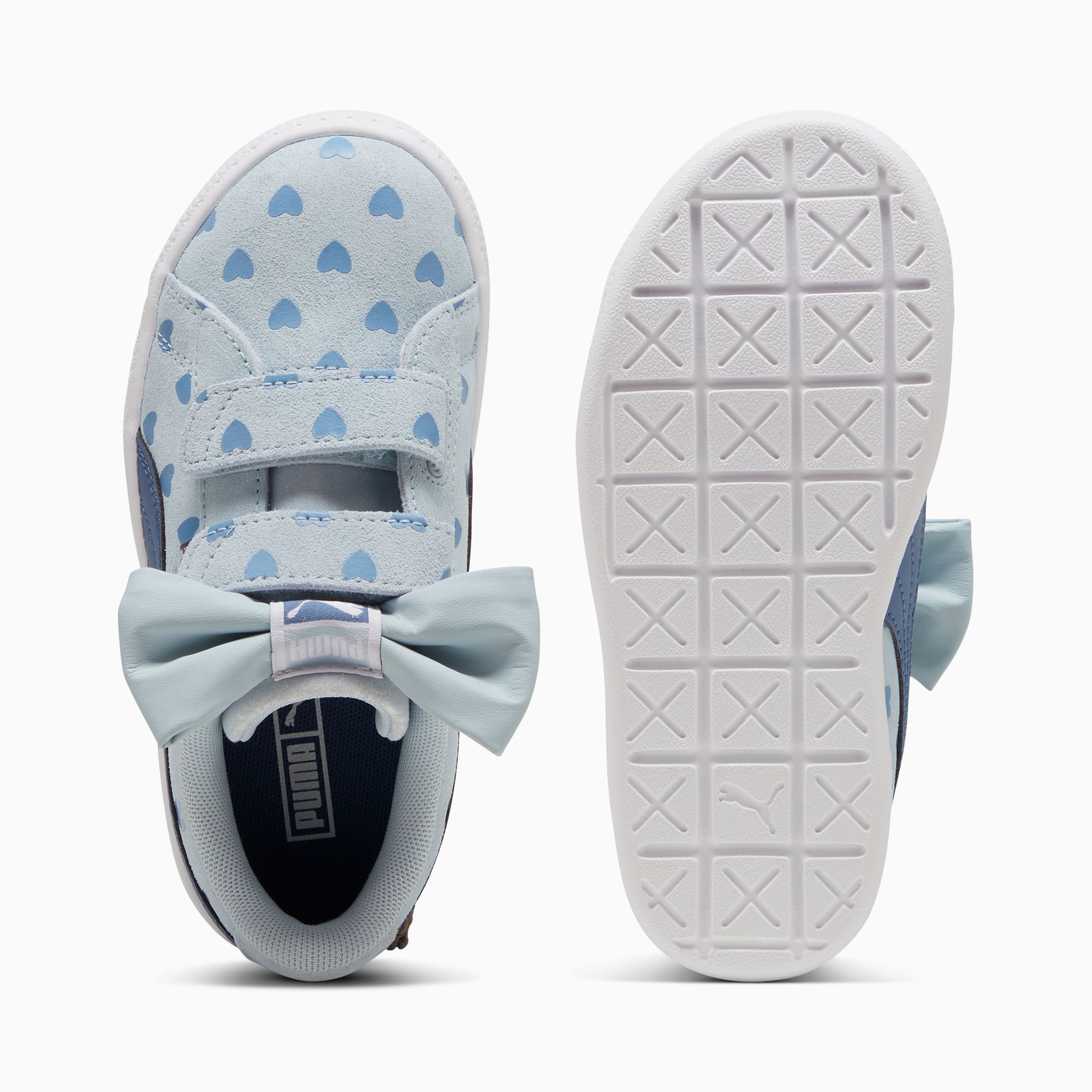 PUMA Suede Classic Re Bow Shoes Girls Frosted Dew Blue Horizon Size 2 Kids