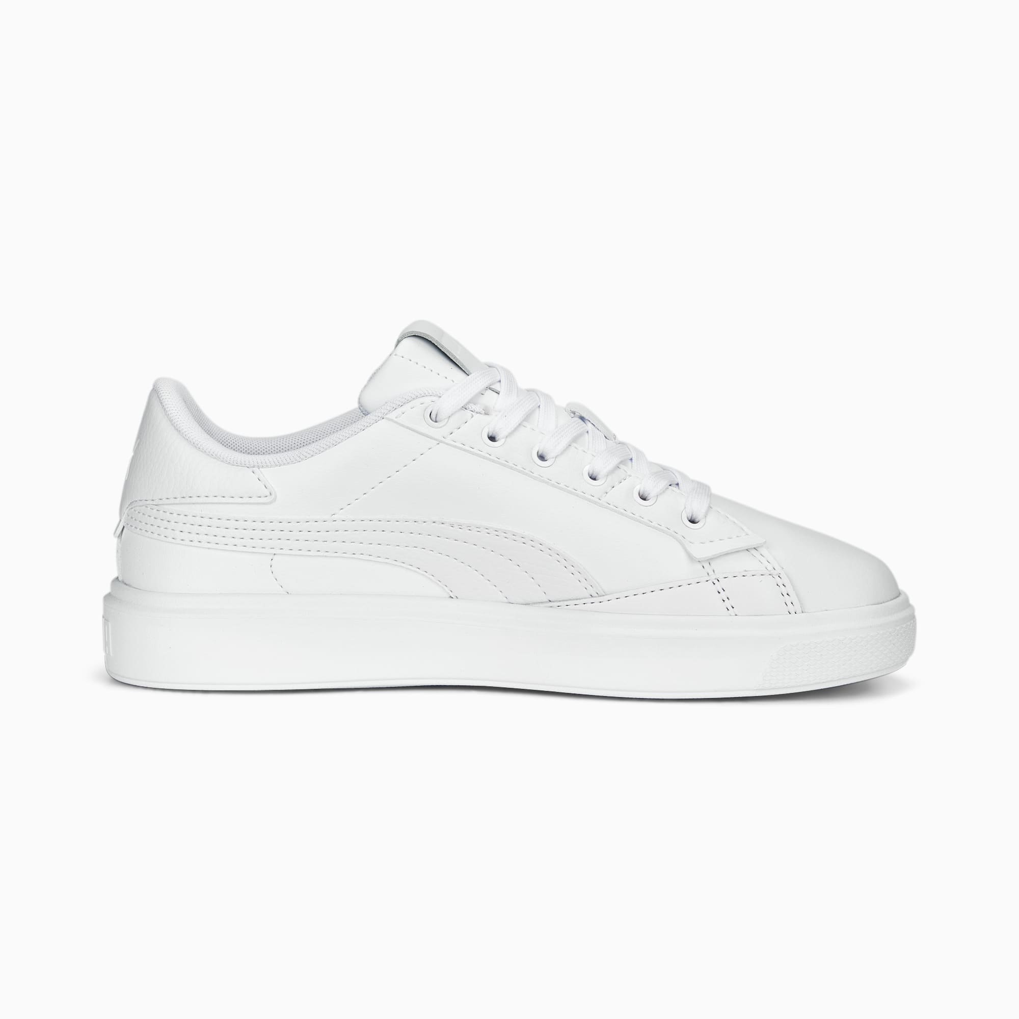 All white leather top puma shoes