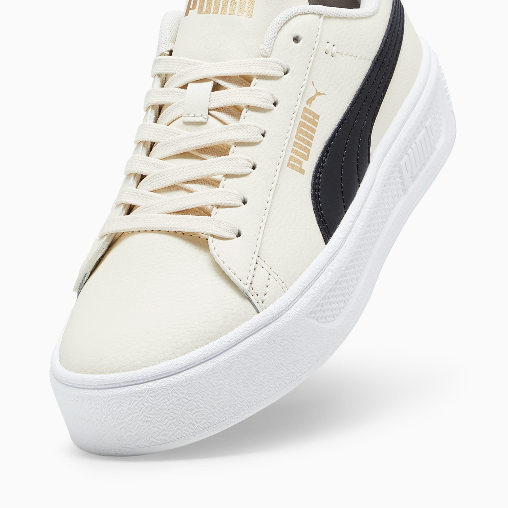 Puma Smash Platform V3 Women s Sneakers Alpine Snow Black Gold 9