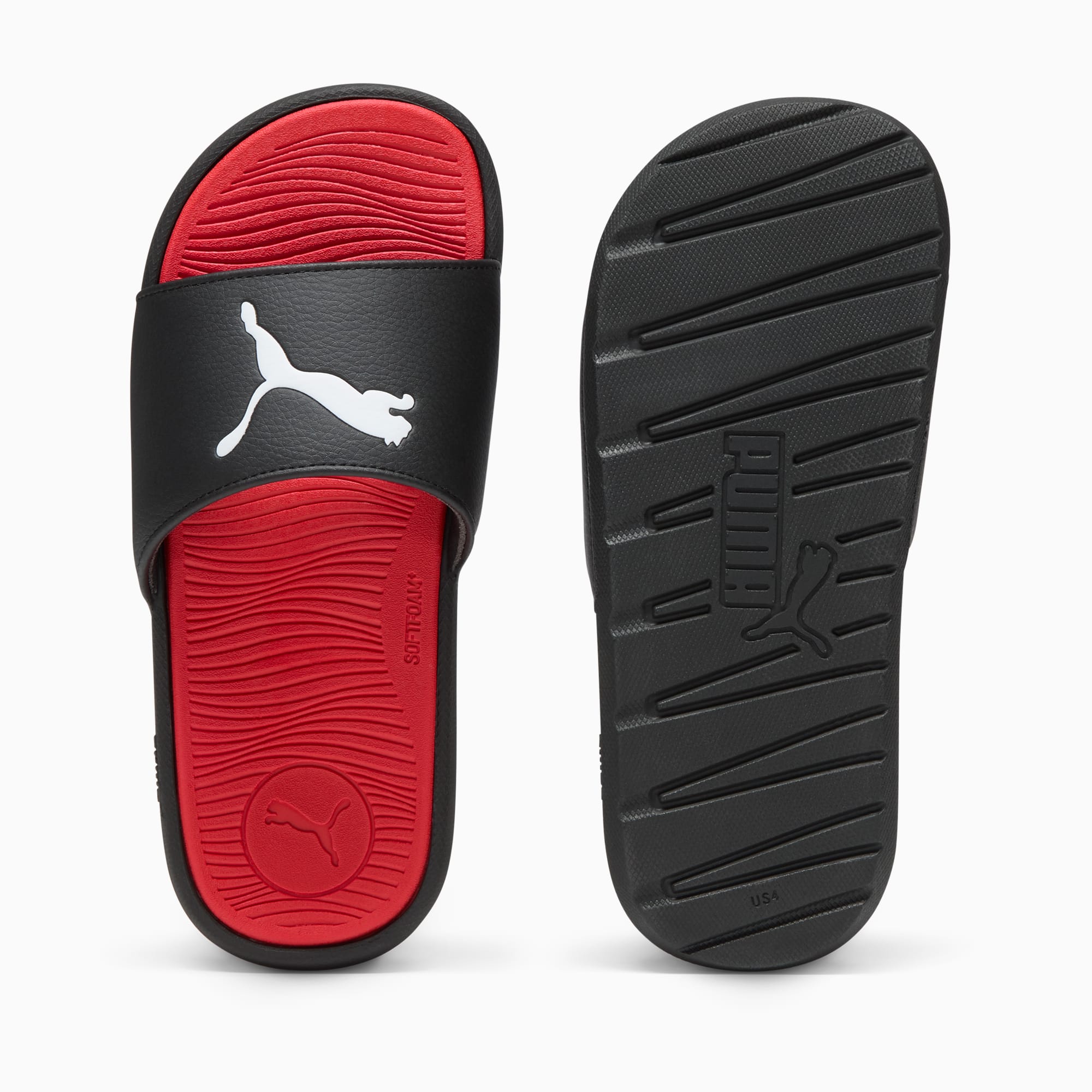 PUMA Cool Cat 2.0 Big Sport Slides Black White For All Time Red Shoes Kids