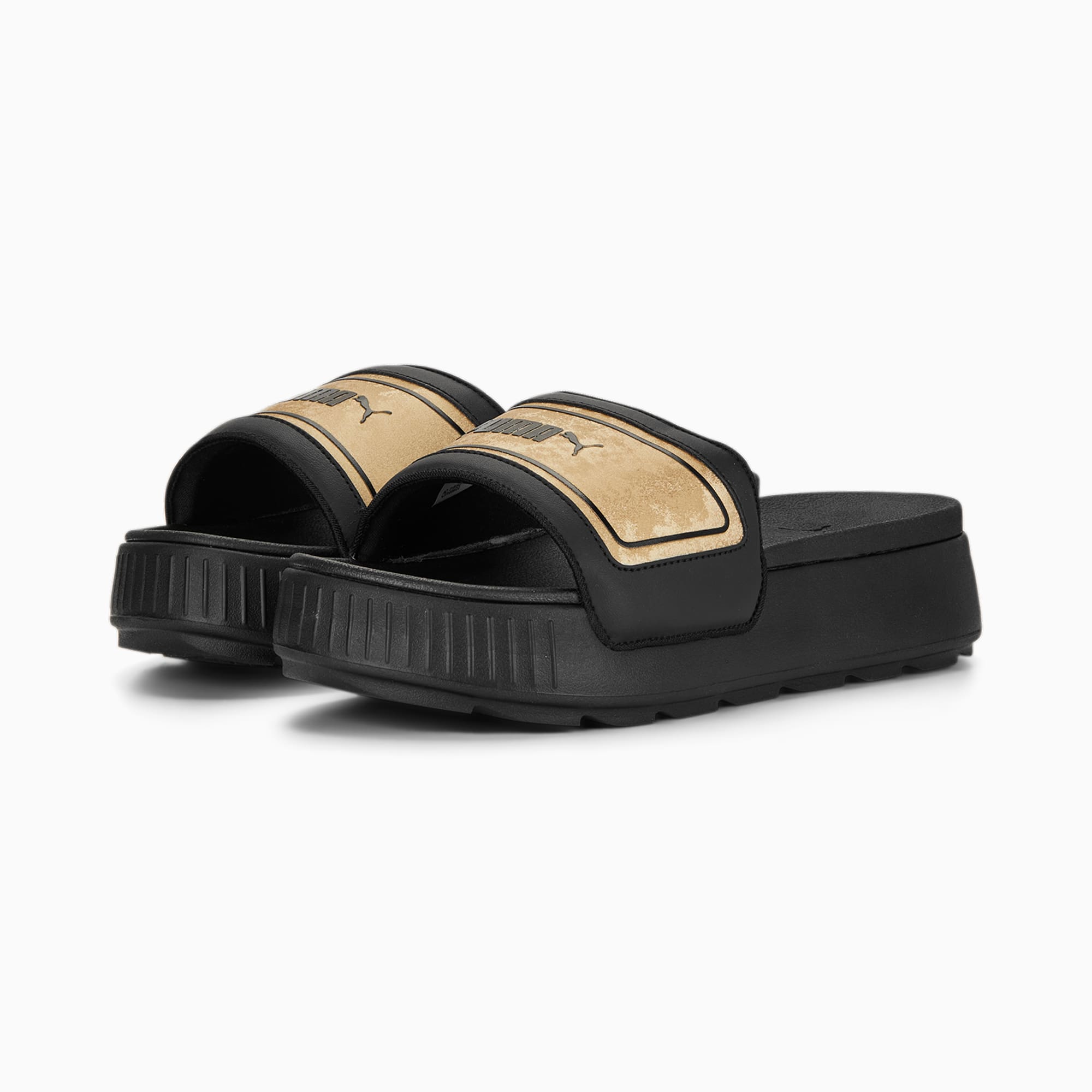 Metallic puma slides shop