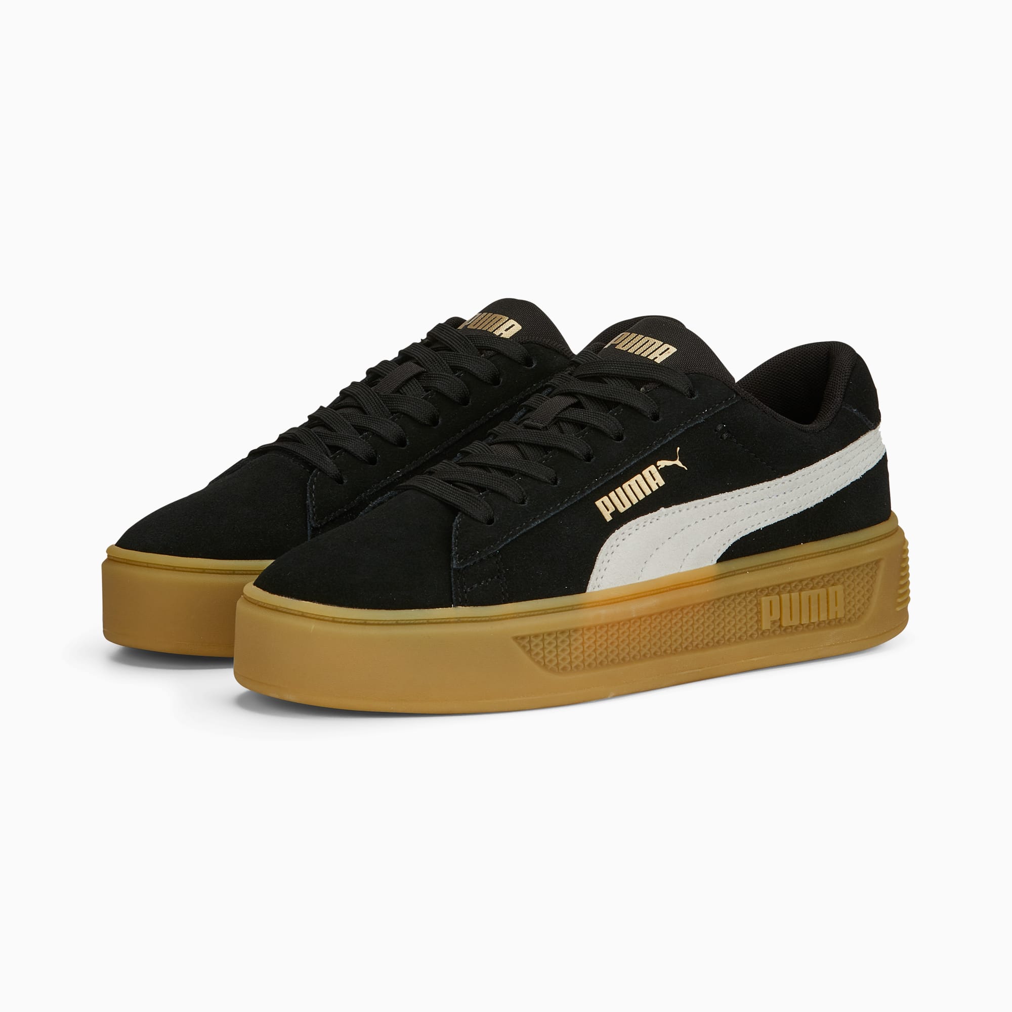 Puma suede platform black white hotsell