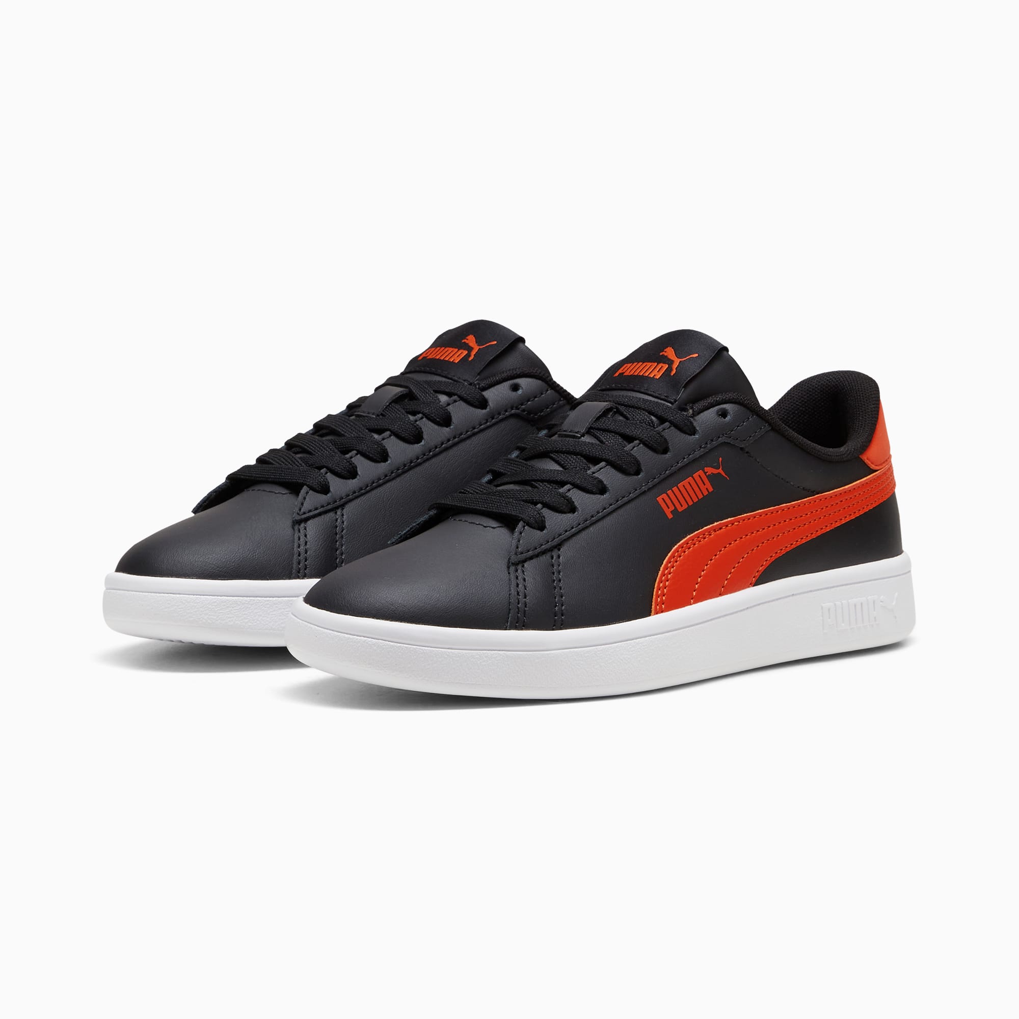 Smash 3.0 Leather Sneakers Youth, PUMA Black-Redmazing, large