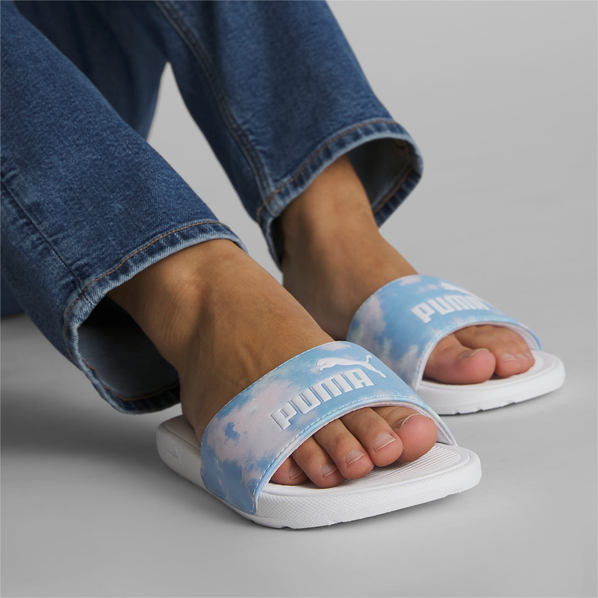 Light blue puma slides shop