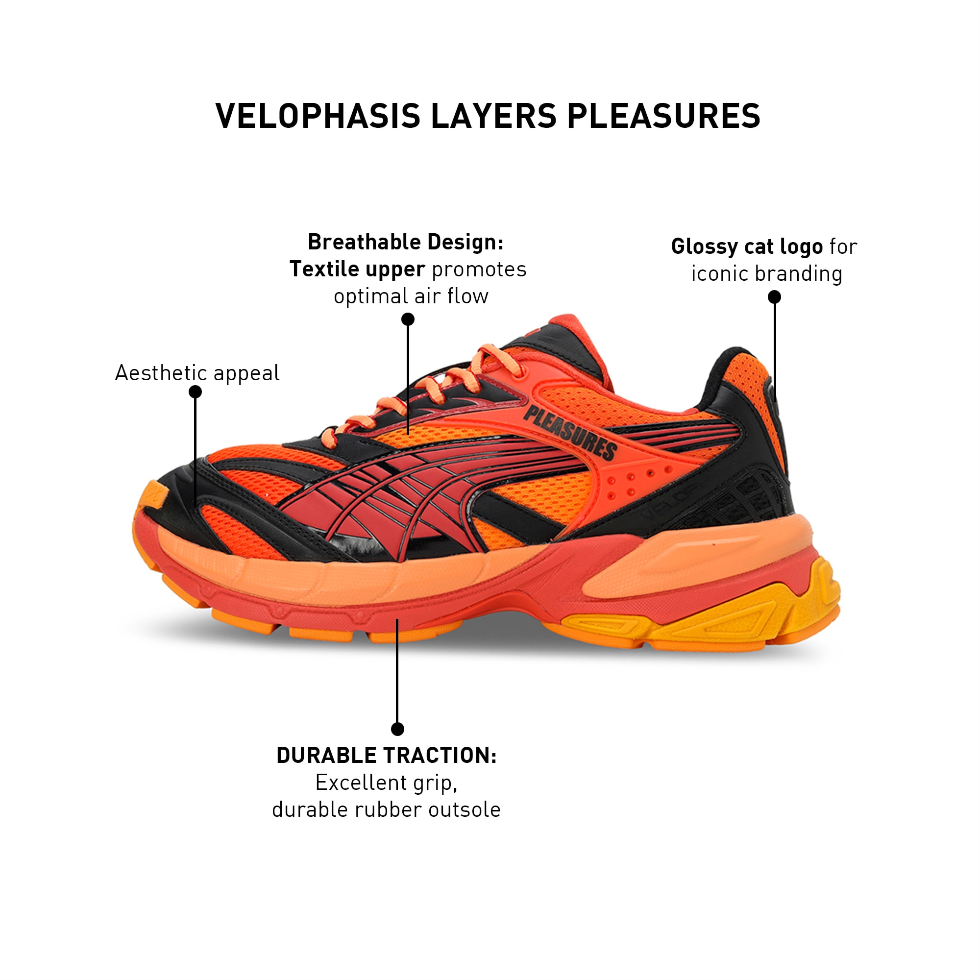 PUMA x PLEASURES Velophasis Layers Unisex Sneakers PUMA