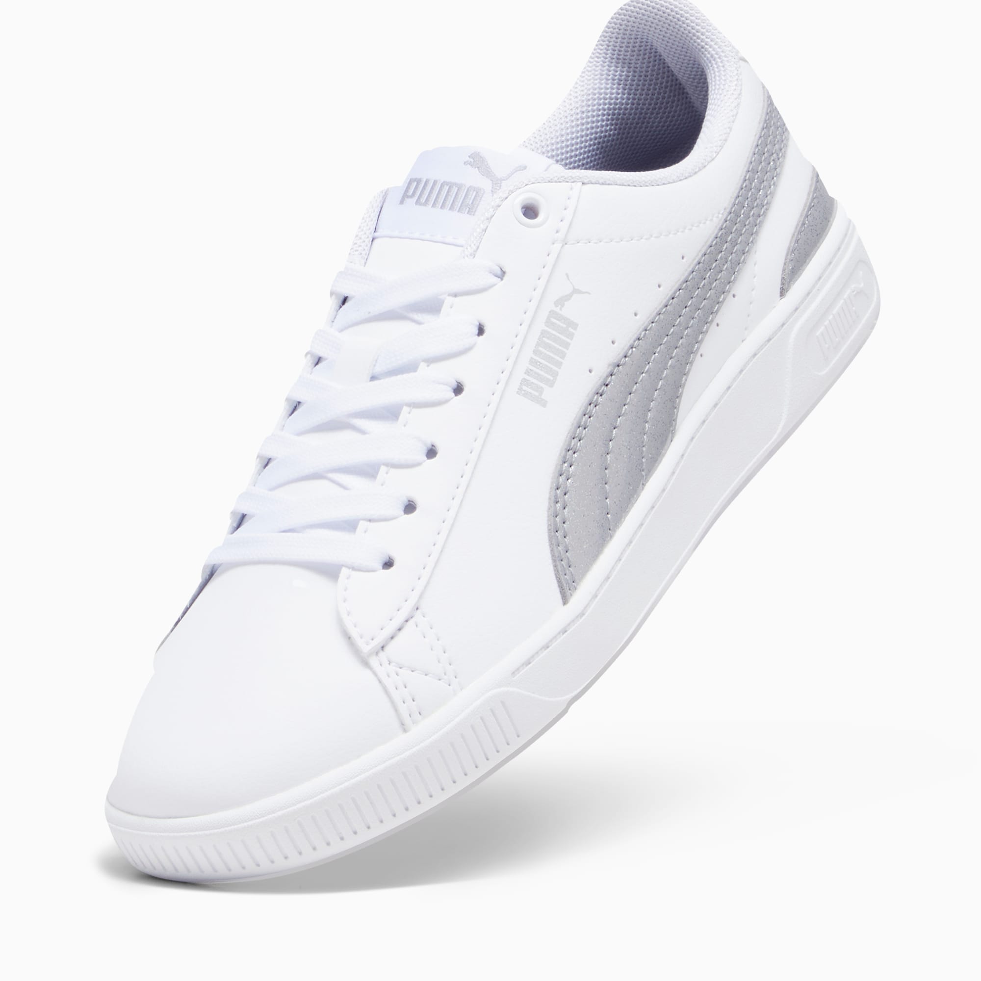 PUMA Vikky v3 Nova Big Sneakers Girls White Silver Size 4.5 Kids