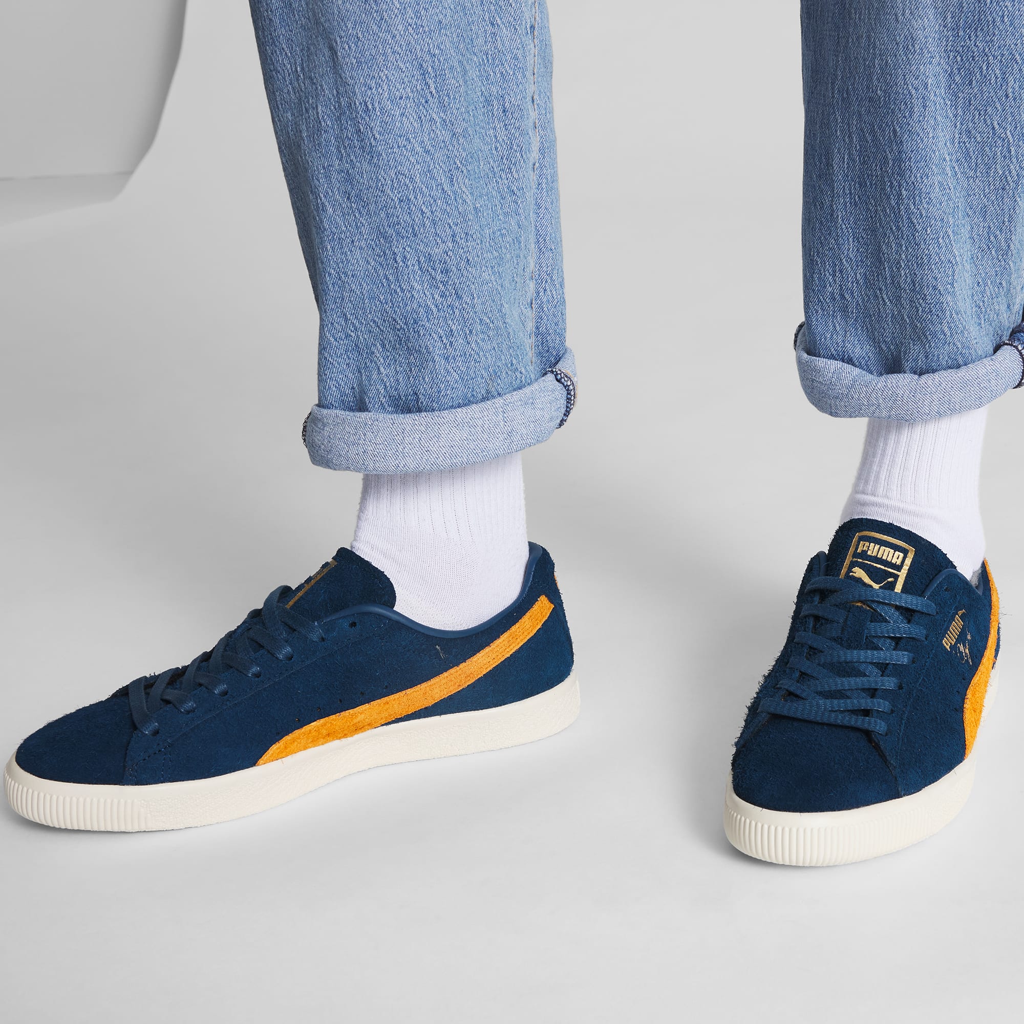 Puma clyde orange blue online
