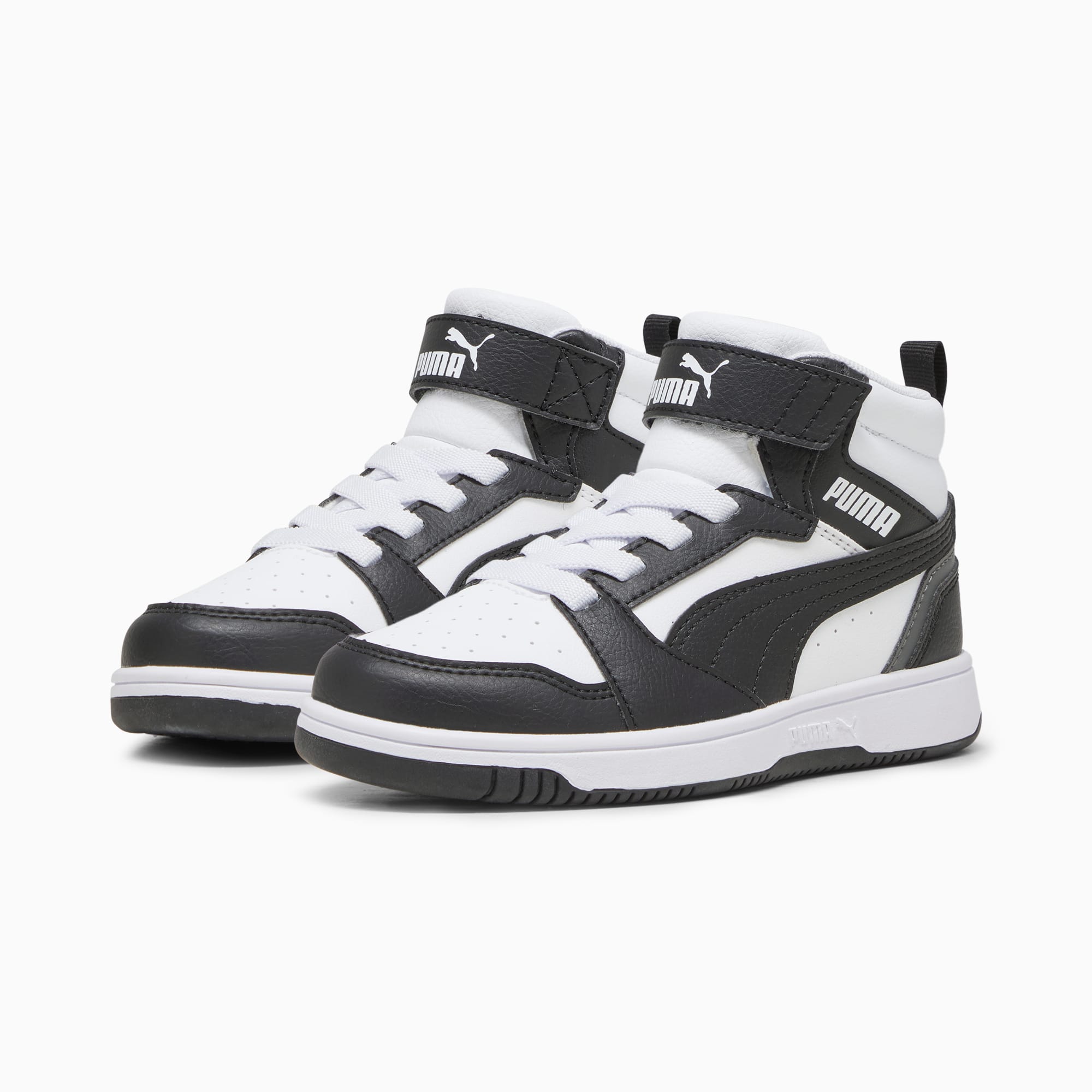 Basket mi-haute Rebound V6 Enfant, PUMA White-PUMA Black-Shadow Gray, large