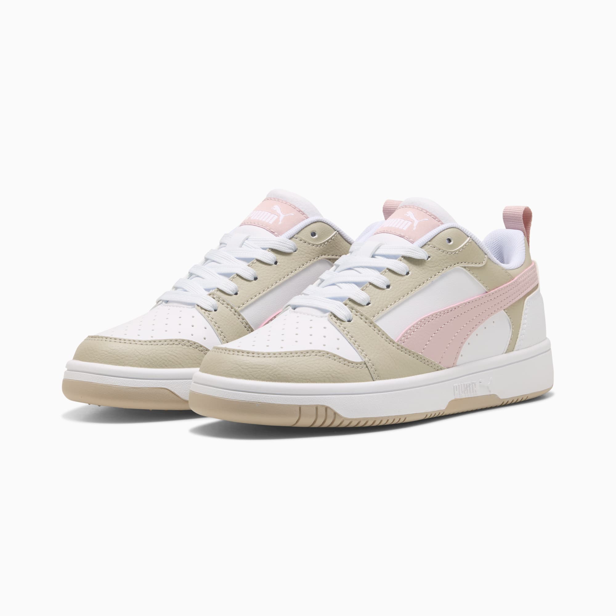 Rebound V6 Low Sneakers Youth, PUMA White-Mauve Mist-Desert Dust, large