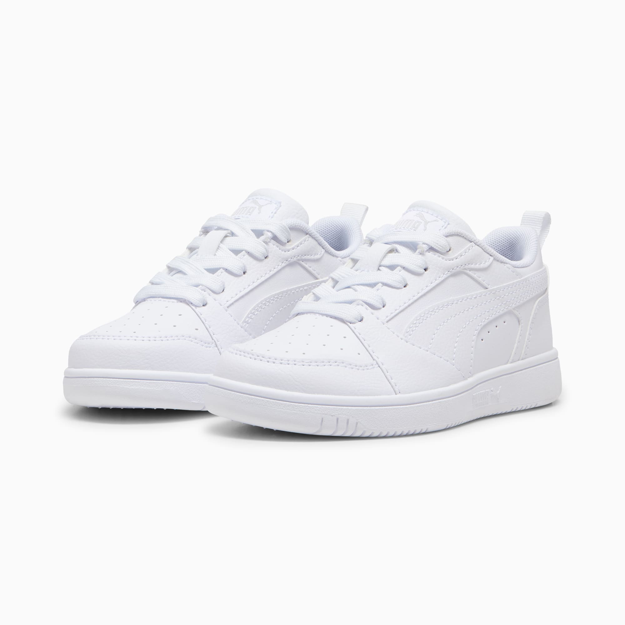 Rebound V6 Lo Kids' Sneakers, PUMA White-Cool Light Gray, large