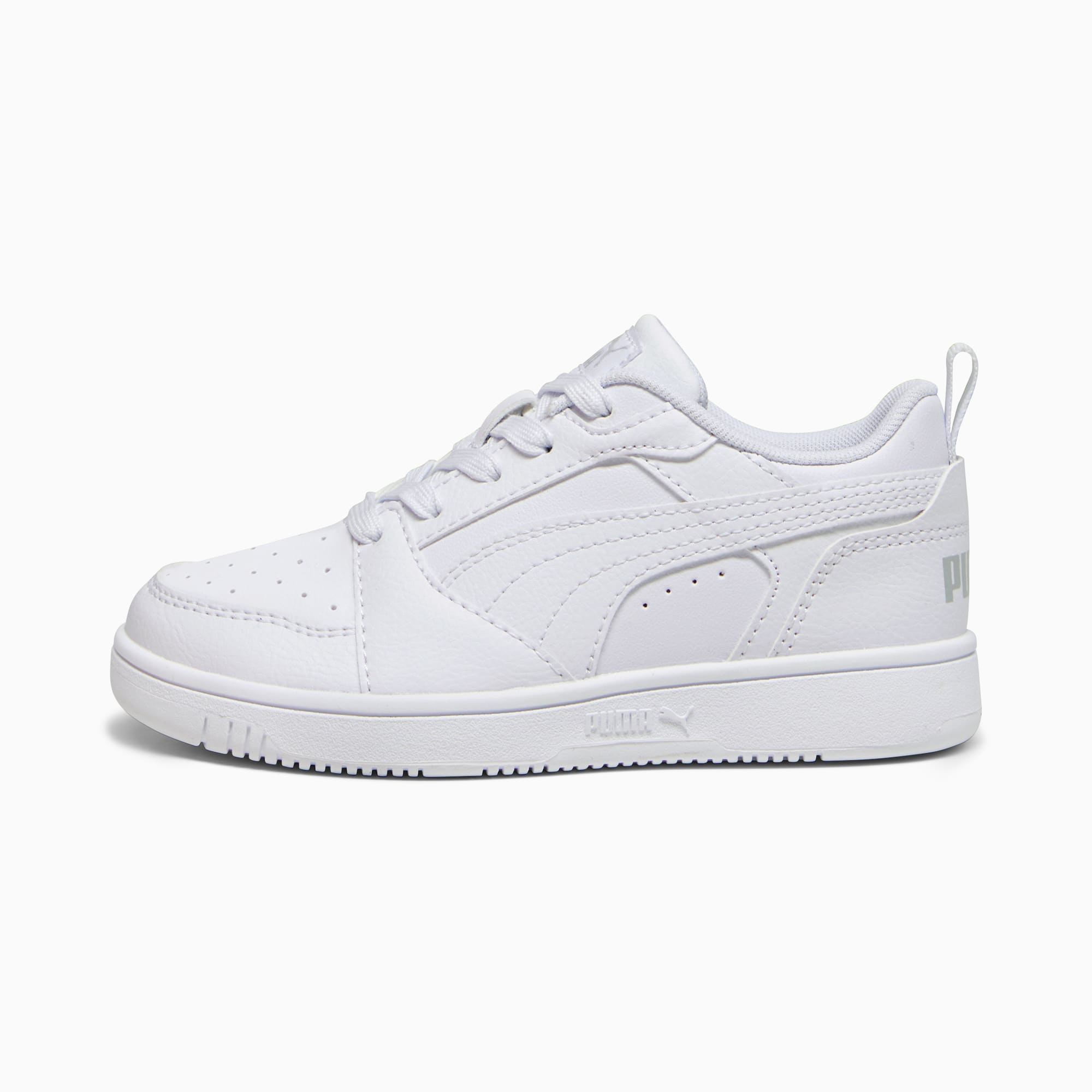 Rebound V6 Lo Kids' Sneakers, PUMA White-Cool Light Gray, large