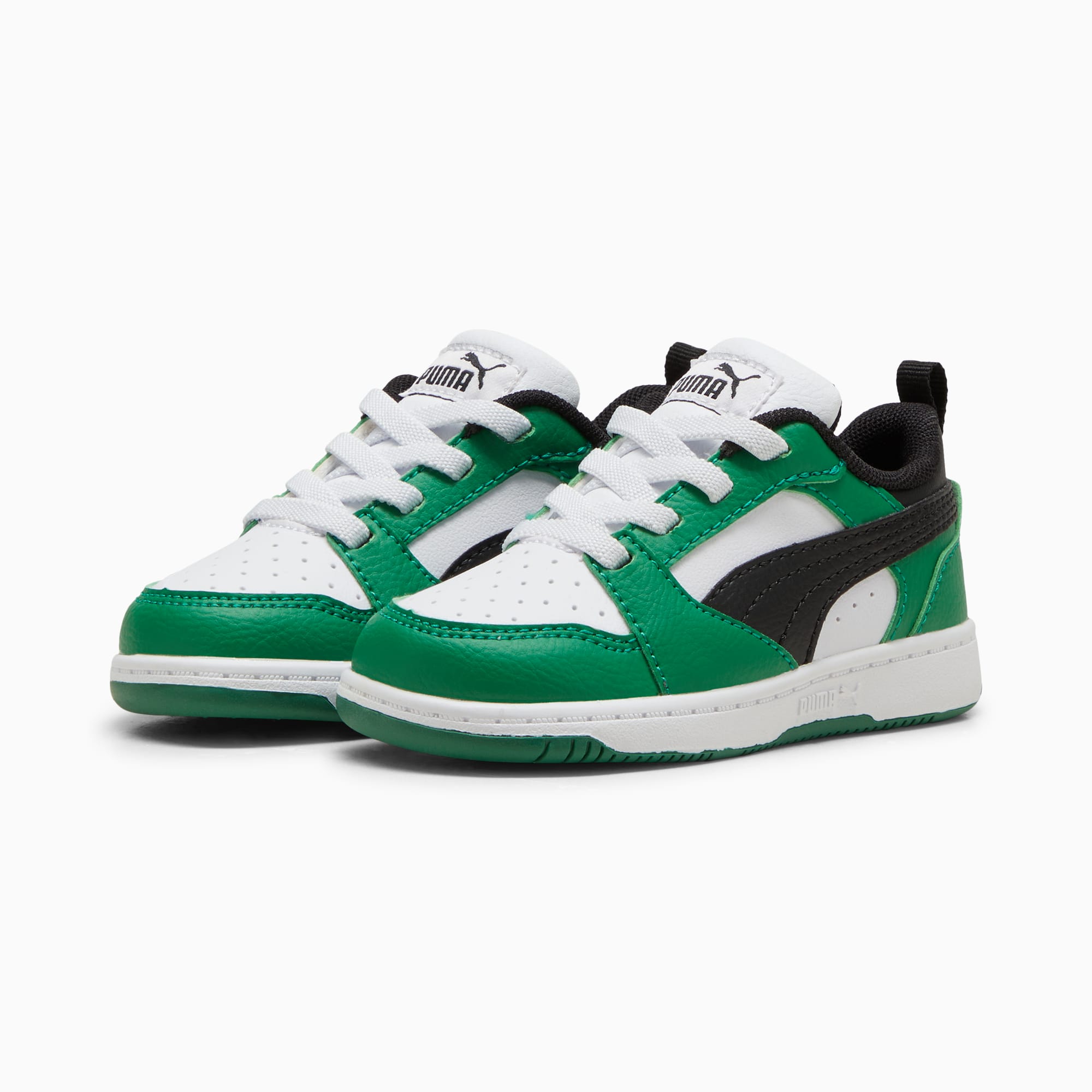 Rebound V6 Lo Toddlers' Sneakers, PUMA White-PUMA Black-Archive Green, large