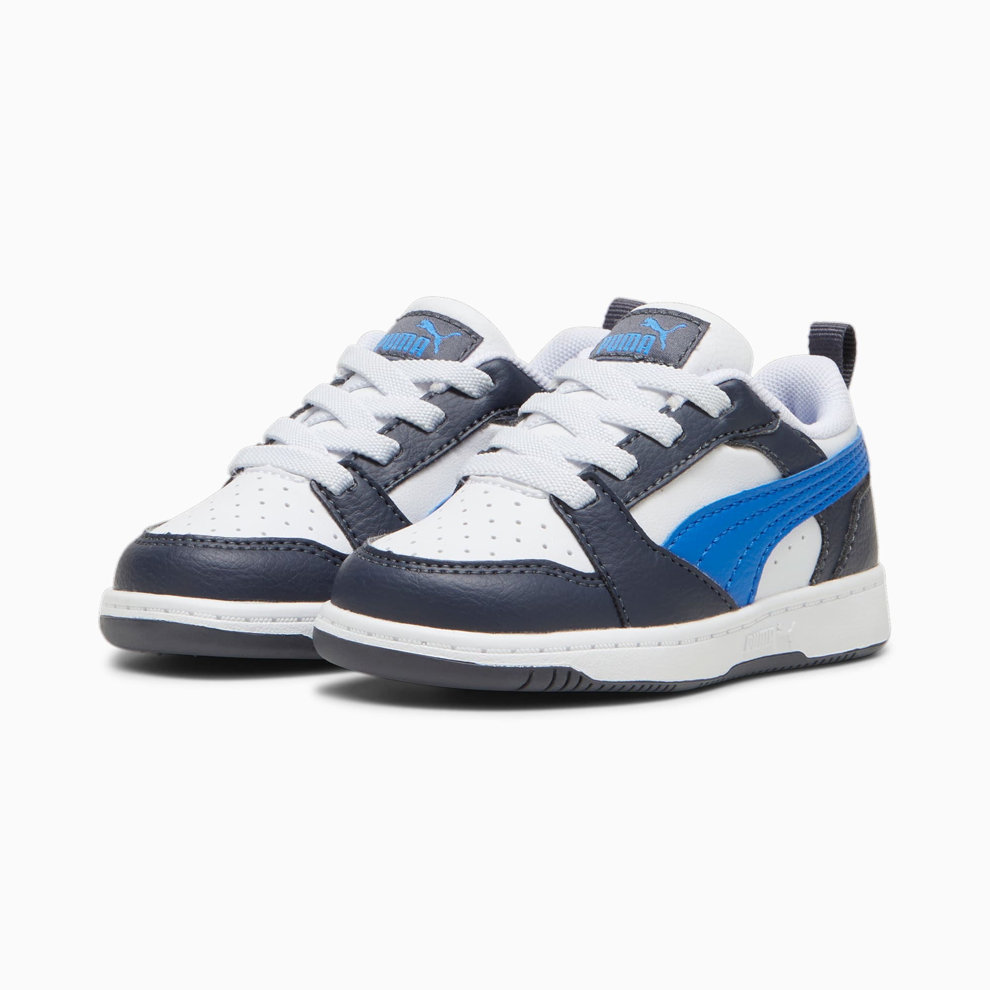 Rebound V6 Lo Toddlers' Sneakers, PUMA White-Hyperlink Blue-Galactic Gray, large