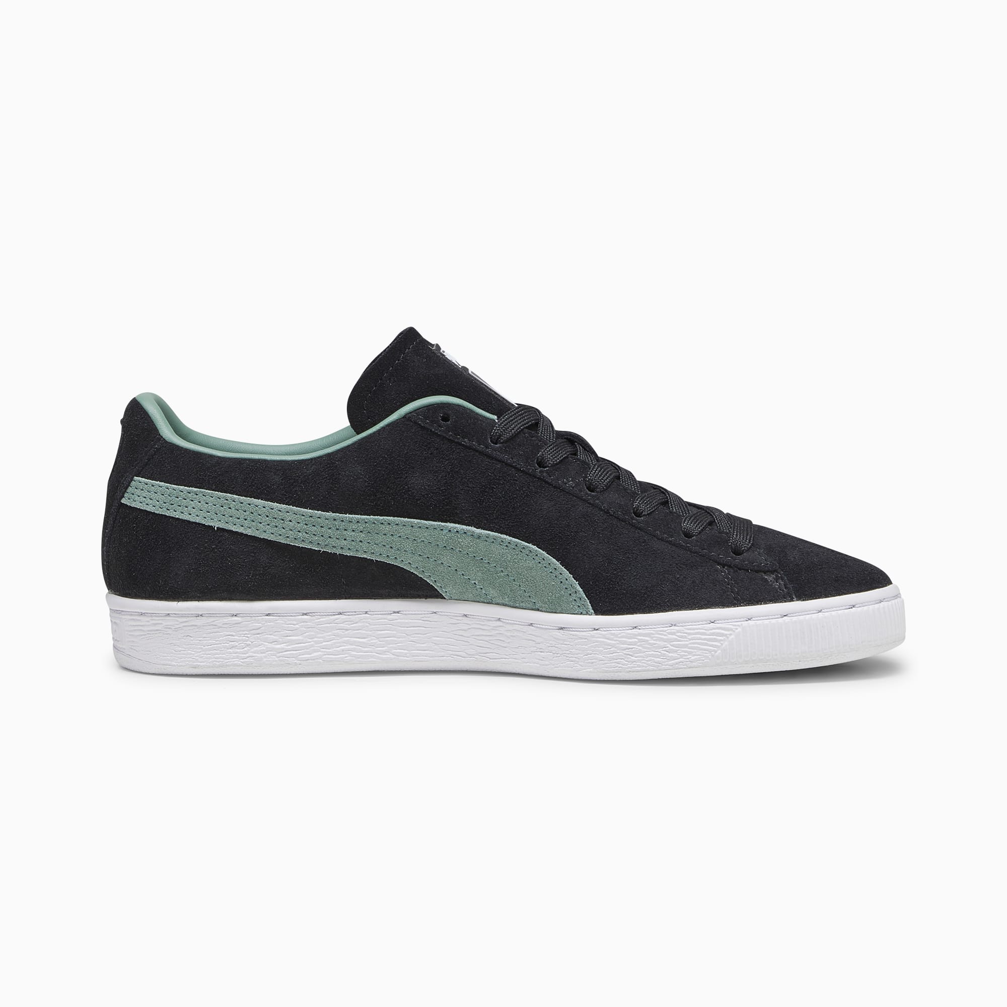 Puma suede black electric green cheap