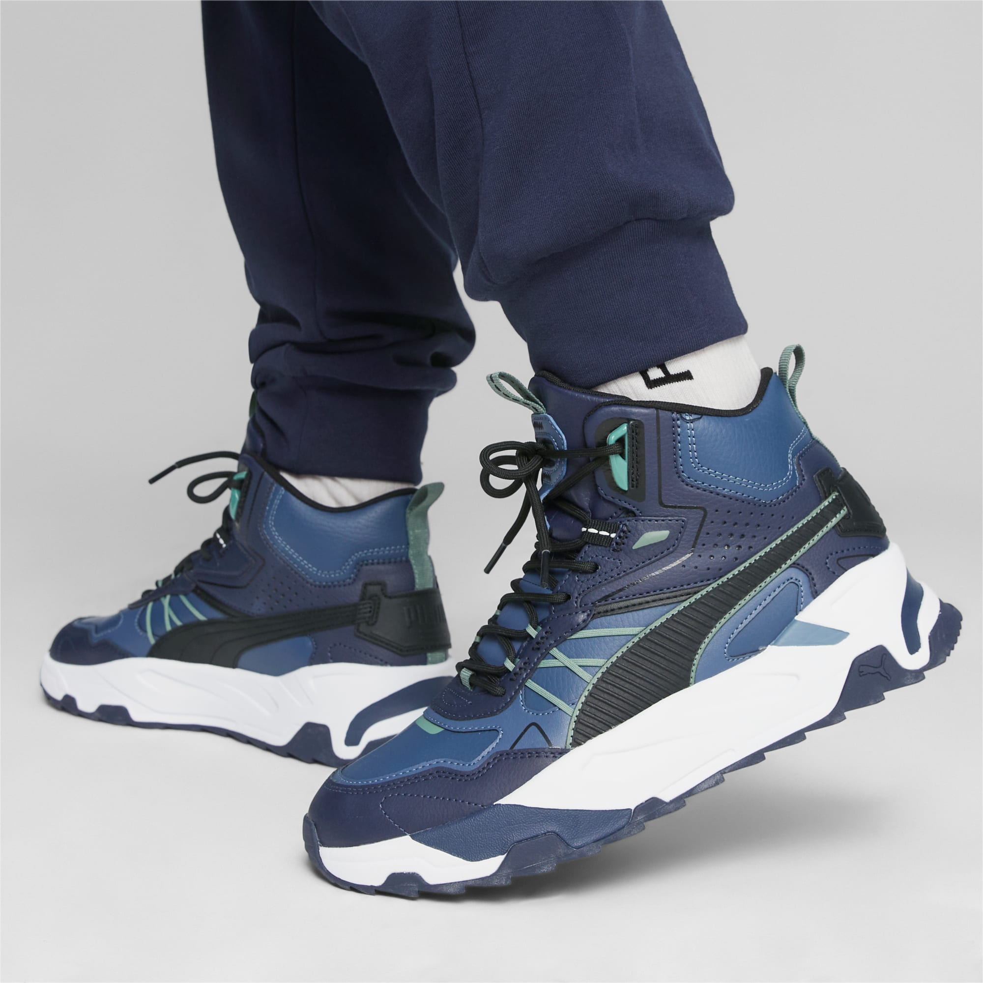 Puma mid evo hot sale leather navy blue sneakers