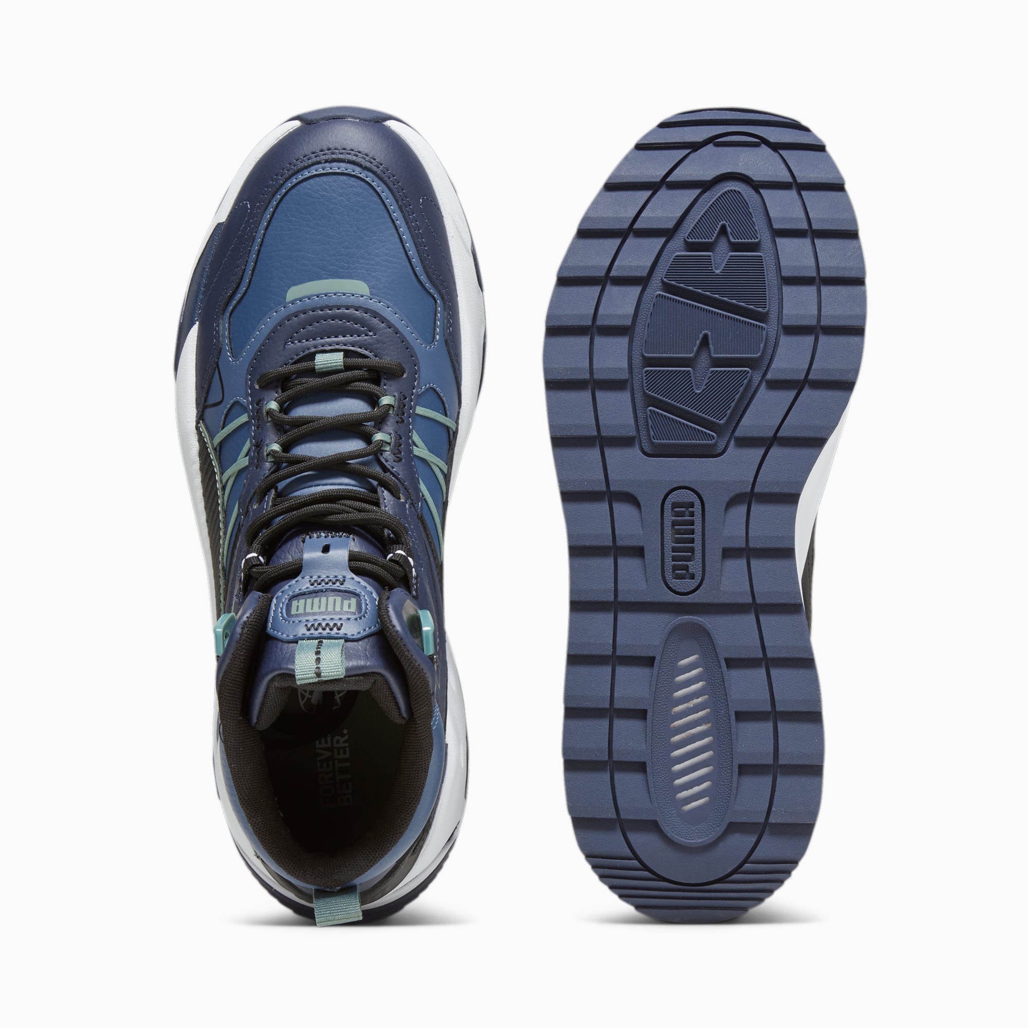 Puma mid evo leather navy blue sneakers best sale