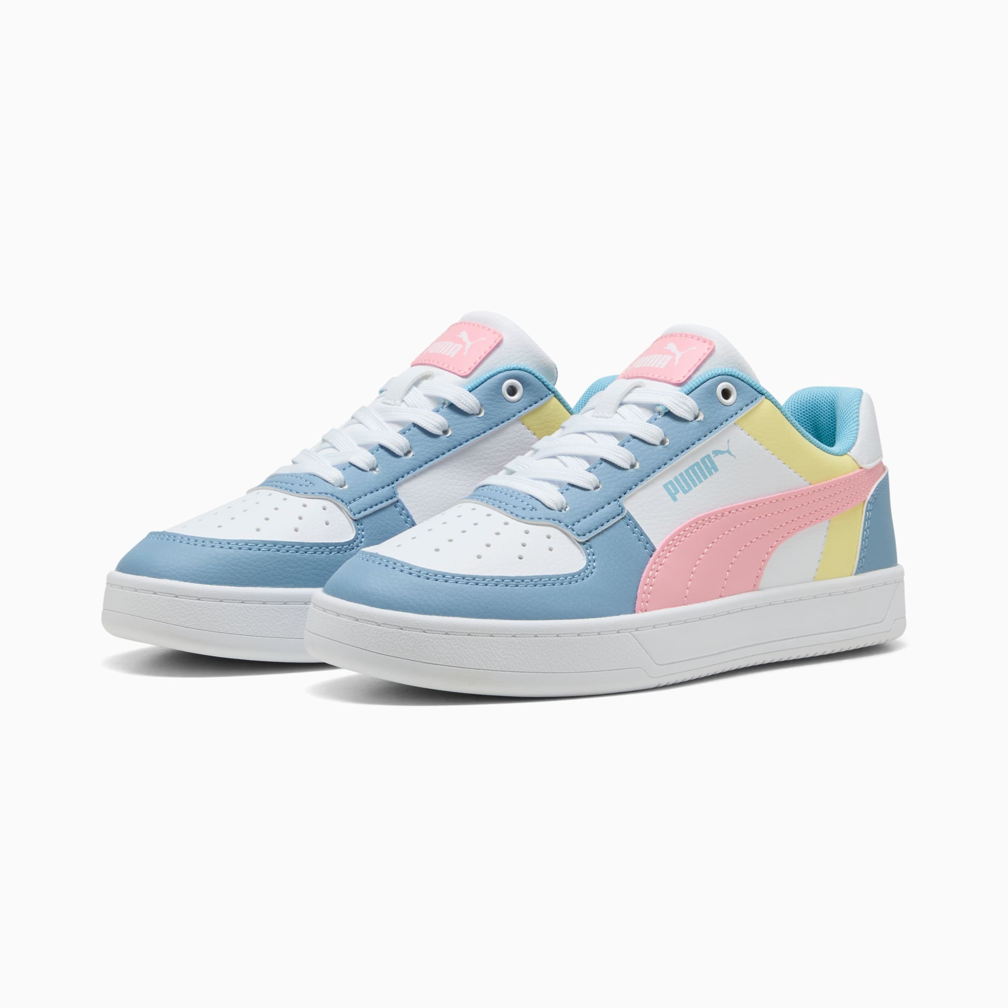 PUMA Caven 2.0 Block Youth Sneakers, PUMA White-Pinkscape-Cool Blue, large