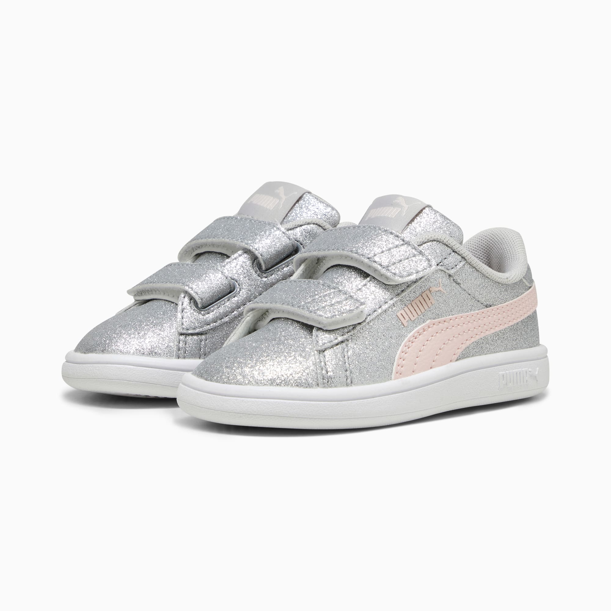  PUMA Smash 3.0 Glitz Glam Hook and Loop Sneaker, Peach  Smoothie White, 12.5 US Unisex Little Kid