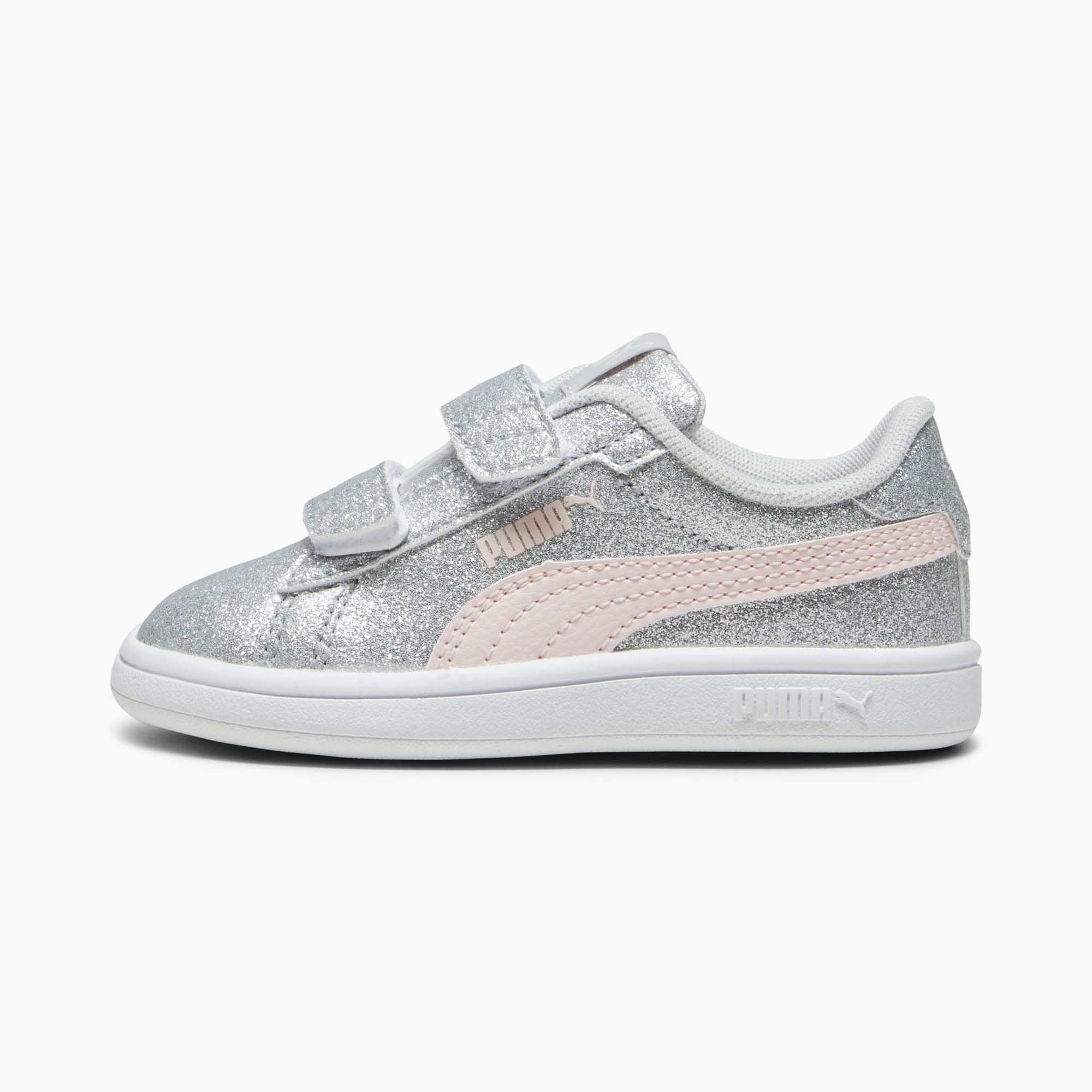  PUMA Smash 3.0 Glitz Glam Hook and Loop Sneaker, Peach  Smoothie White, 12.5 US Unisex Little Kid