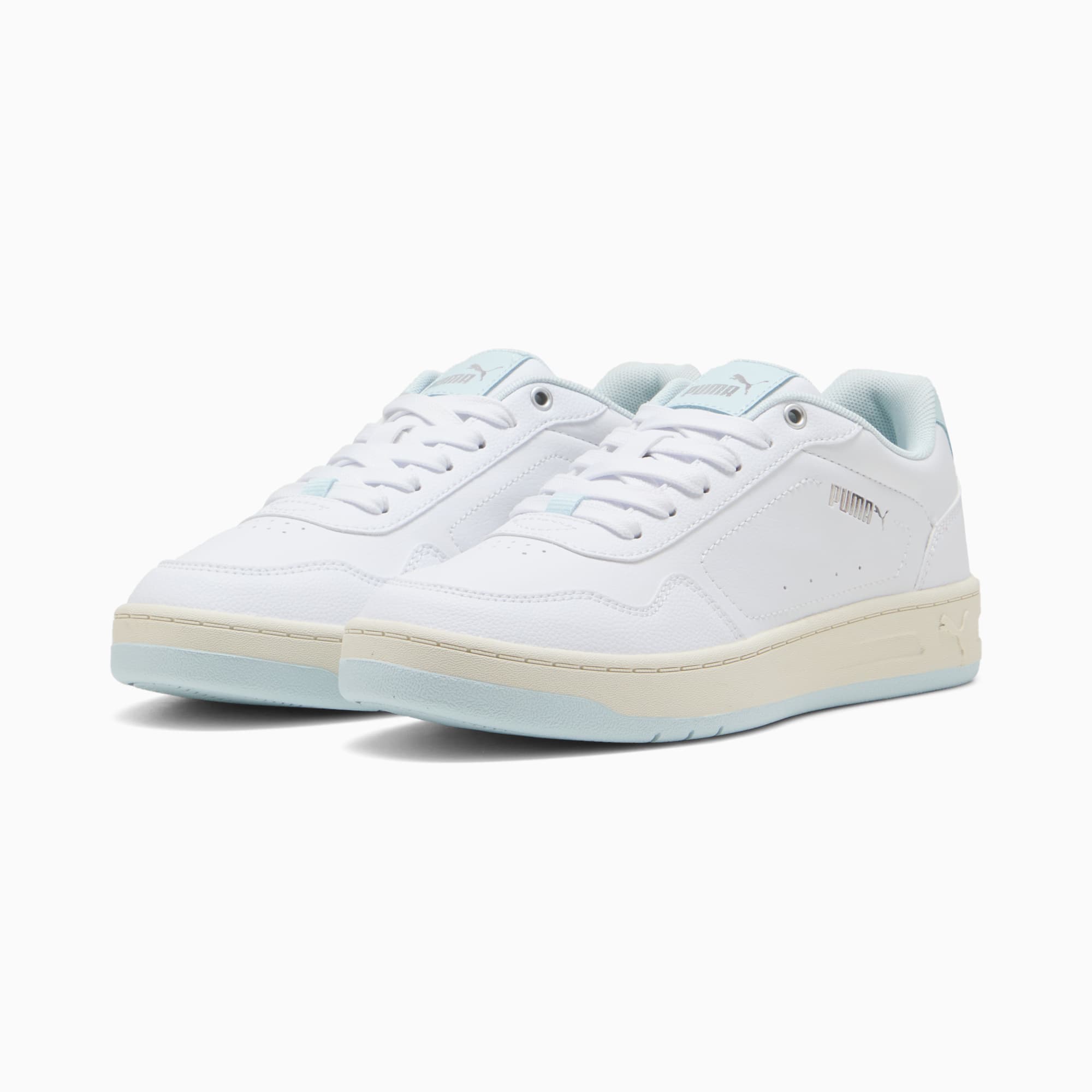 Court Classy Sneakers, PUMA White-Sea Glass-PUMA Silver, large