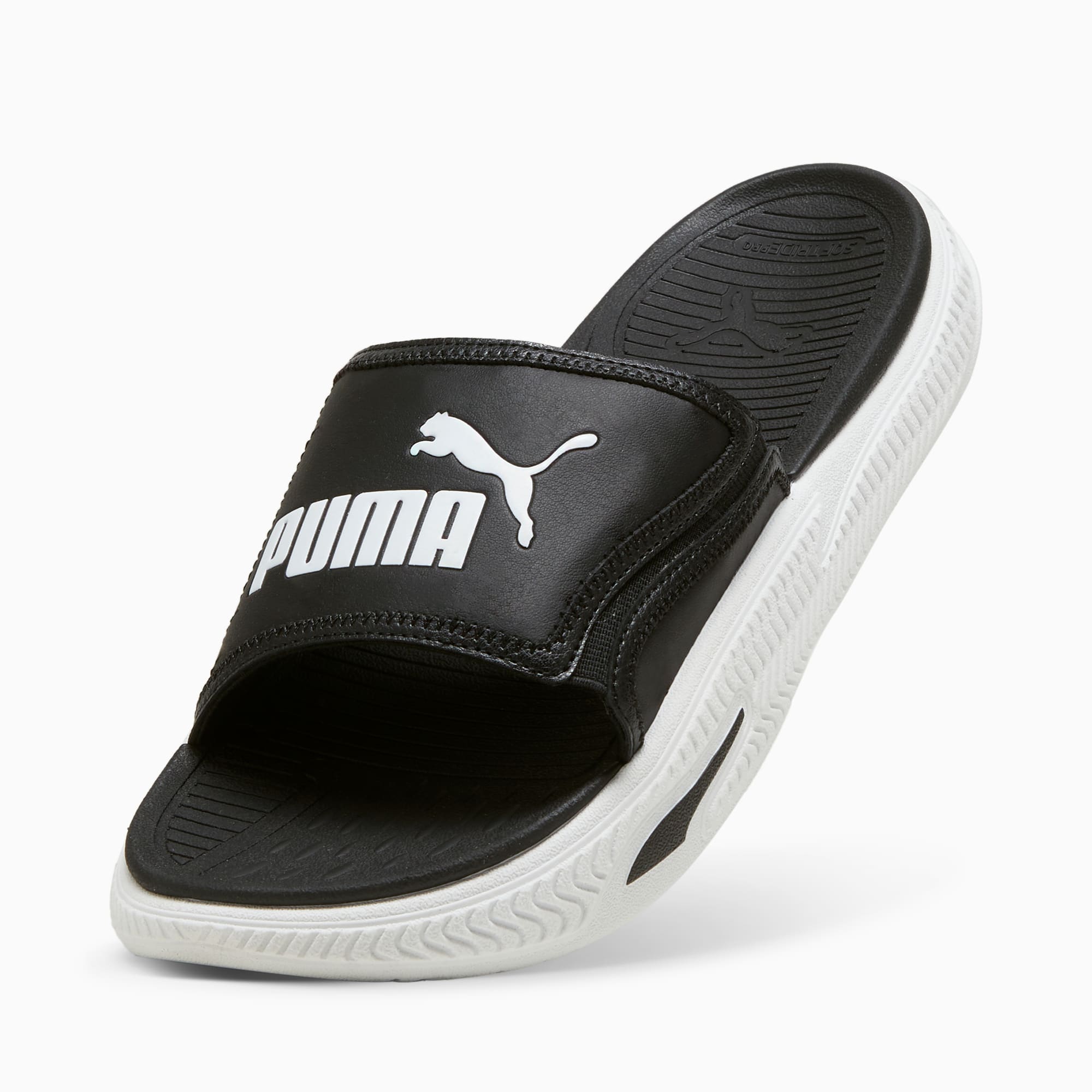 Black and white puma slides outlet