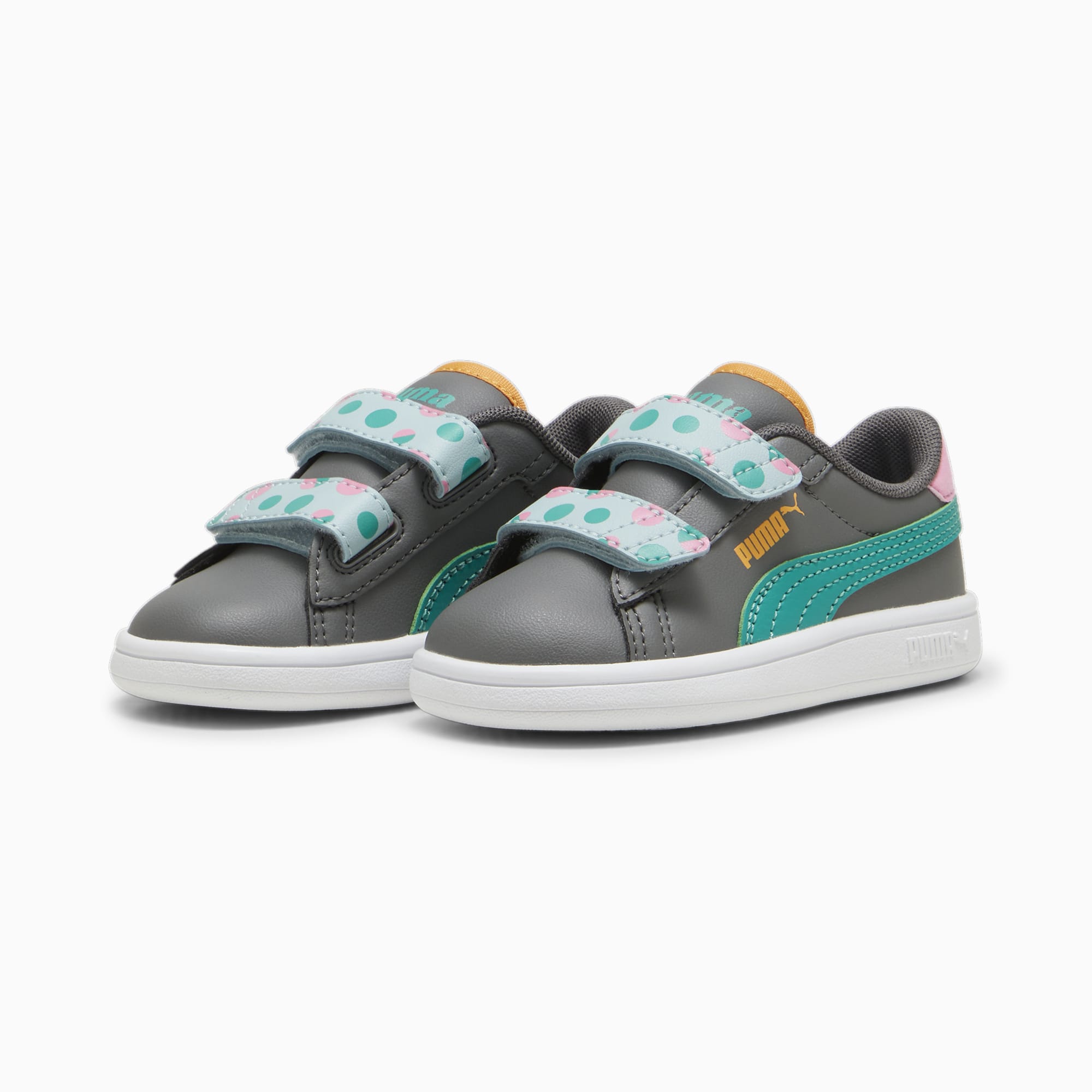 PUMA Smash 3.0 Summer Camp Toddlers' Sneakers, Cool Dark Gray-Sparkling Green-PUMA White, large