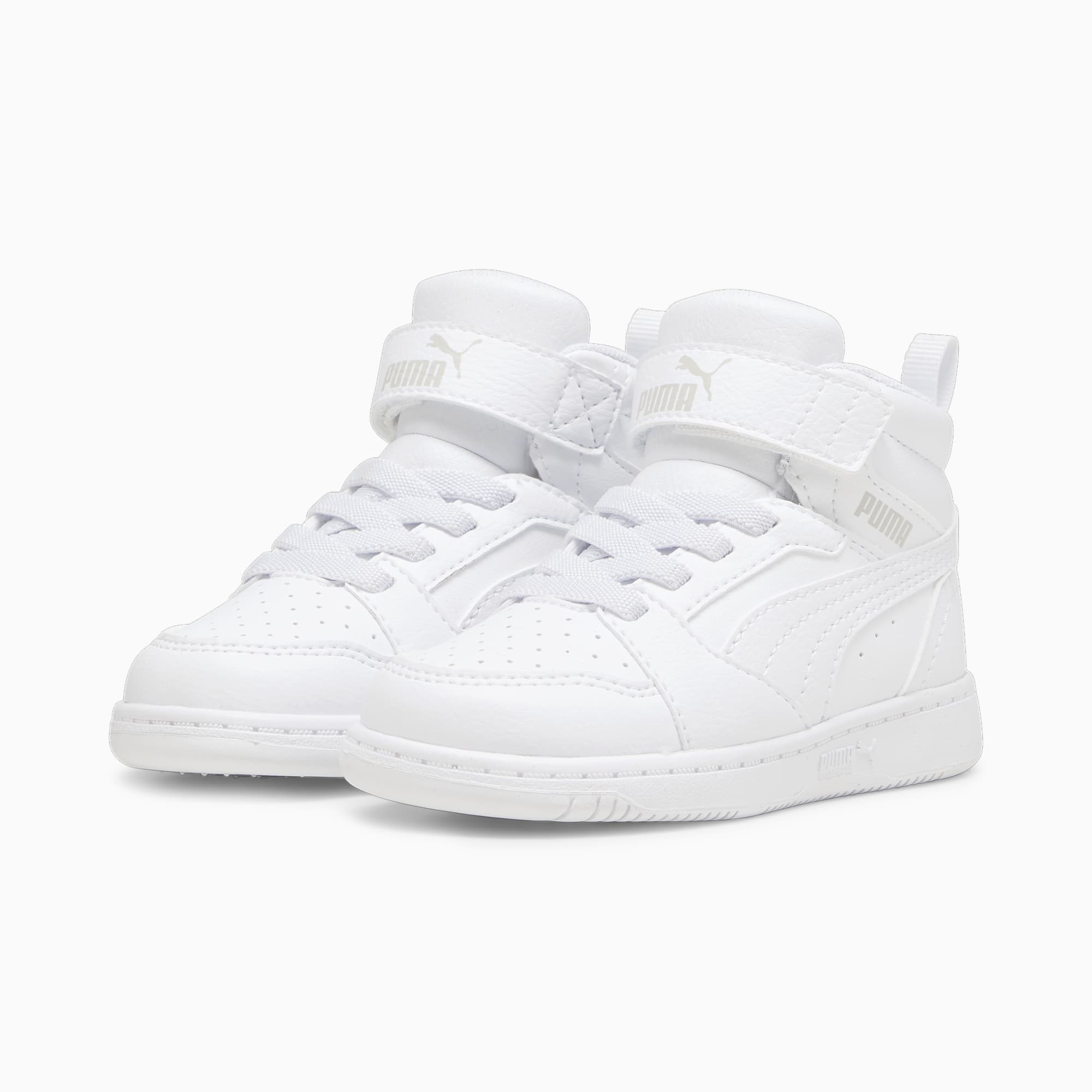 PUMA Rebound V6 Mid Toddlers' Sneakers, PUMA White-Cool Light Gray, large