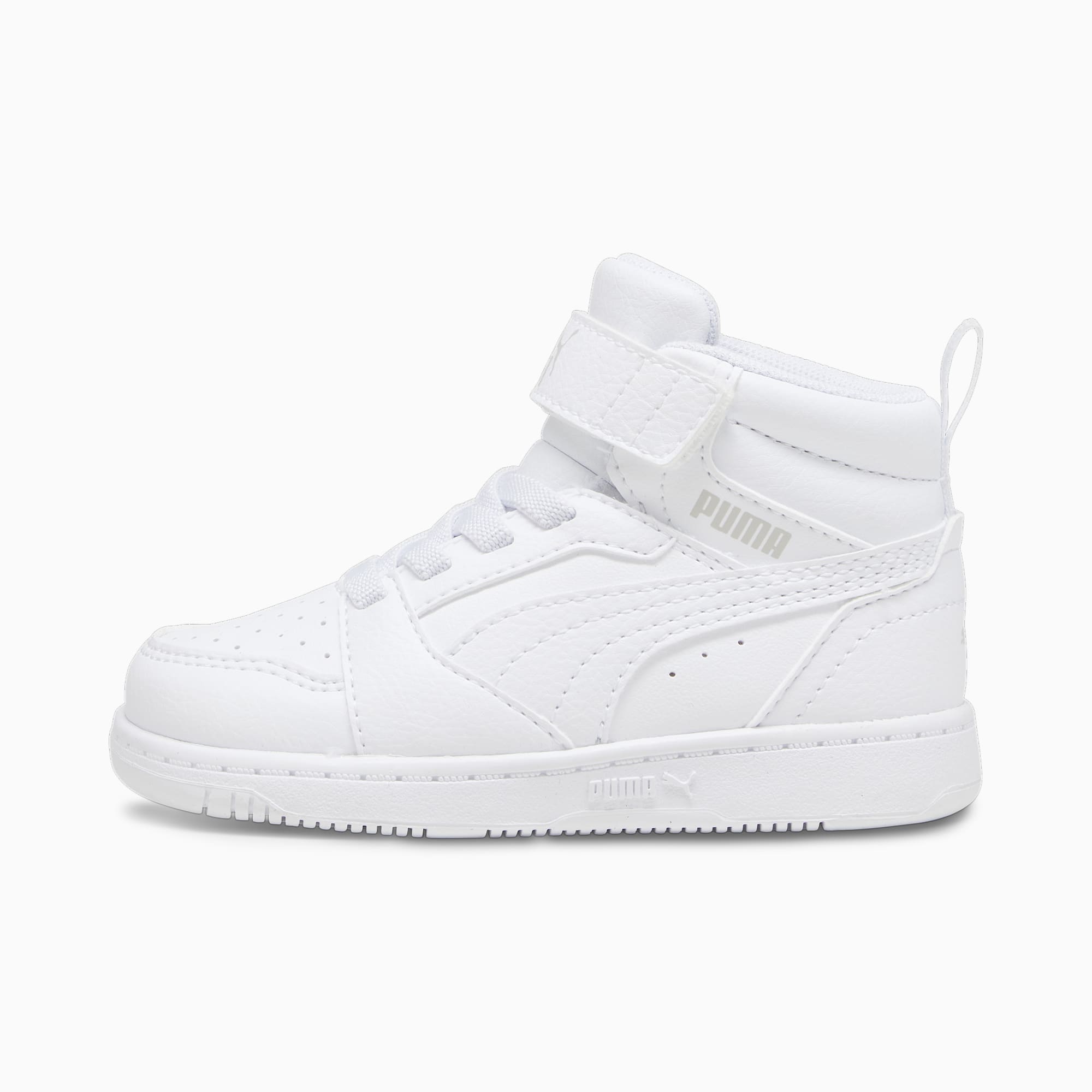 PUMA Rebound V6 Mid Toddlers' Sneakers, PUMA White-Cool Light Gray, large