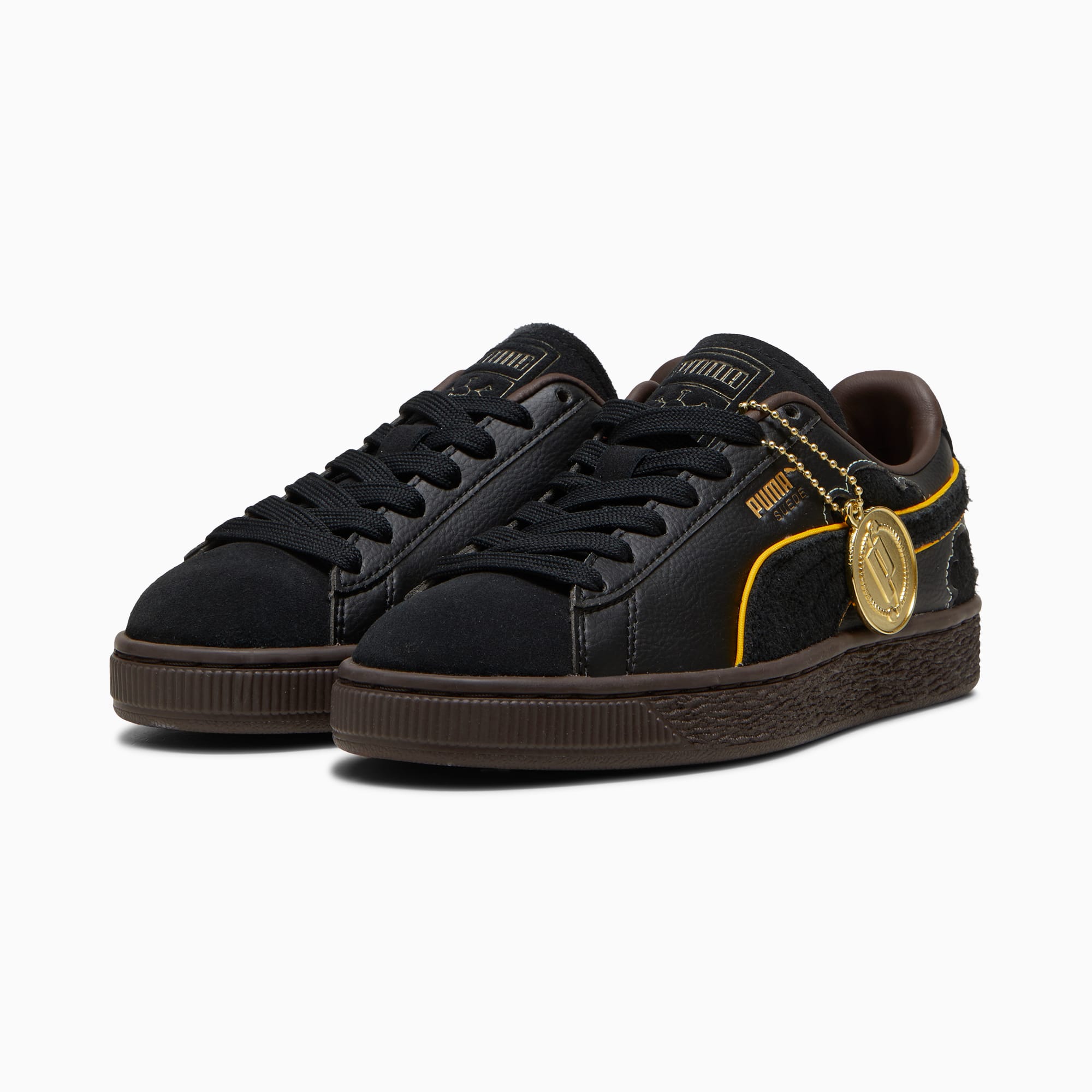 Puma suede black gold clearance
