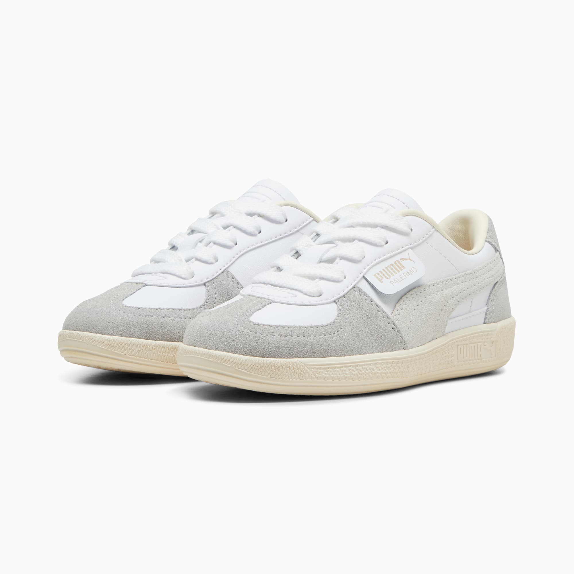 Palermo Leather Sneakers Kids, PUMA White-Cool Light Gray-Sugared Almond, large