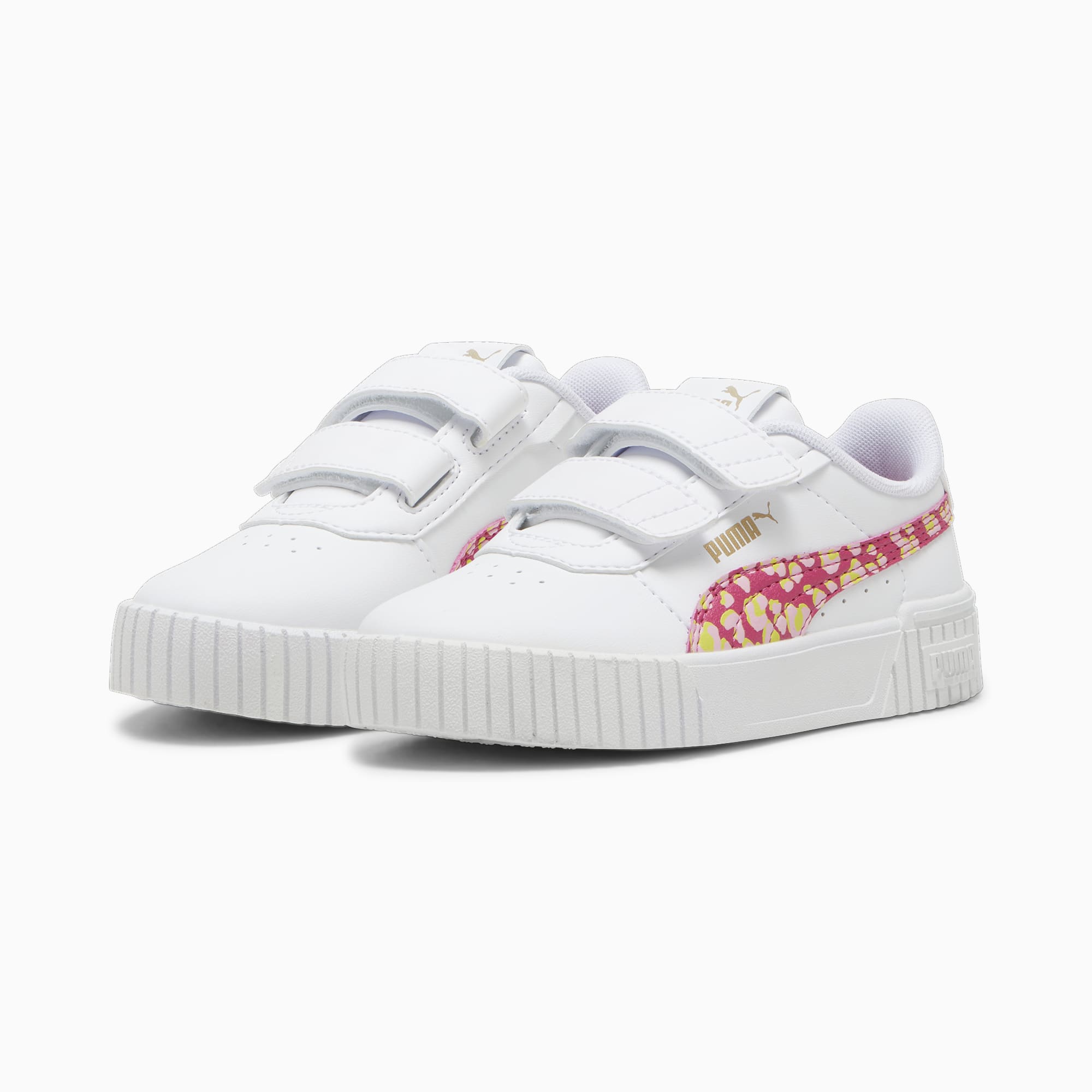 Carina 2.0 Animal Update Sneakers Kinder, PUMA White-Garnet Rose-PUMA Gold, large