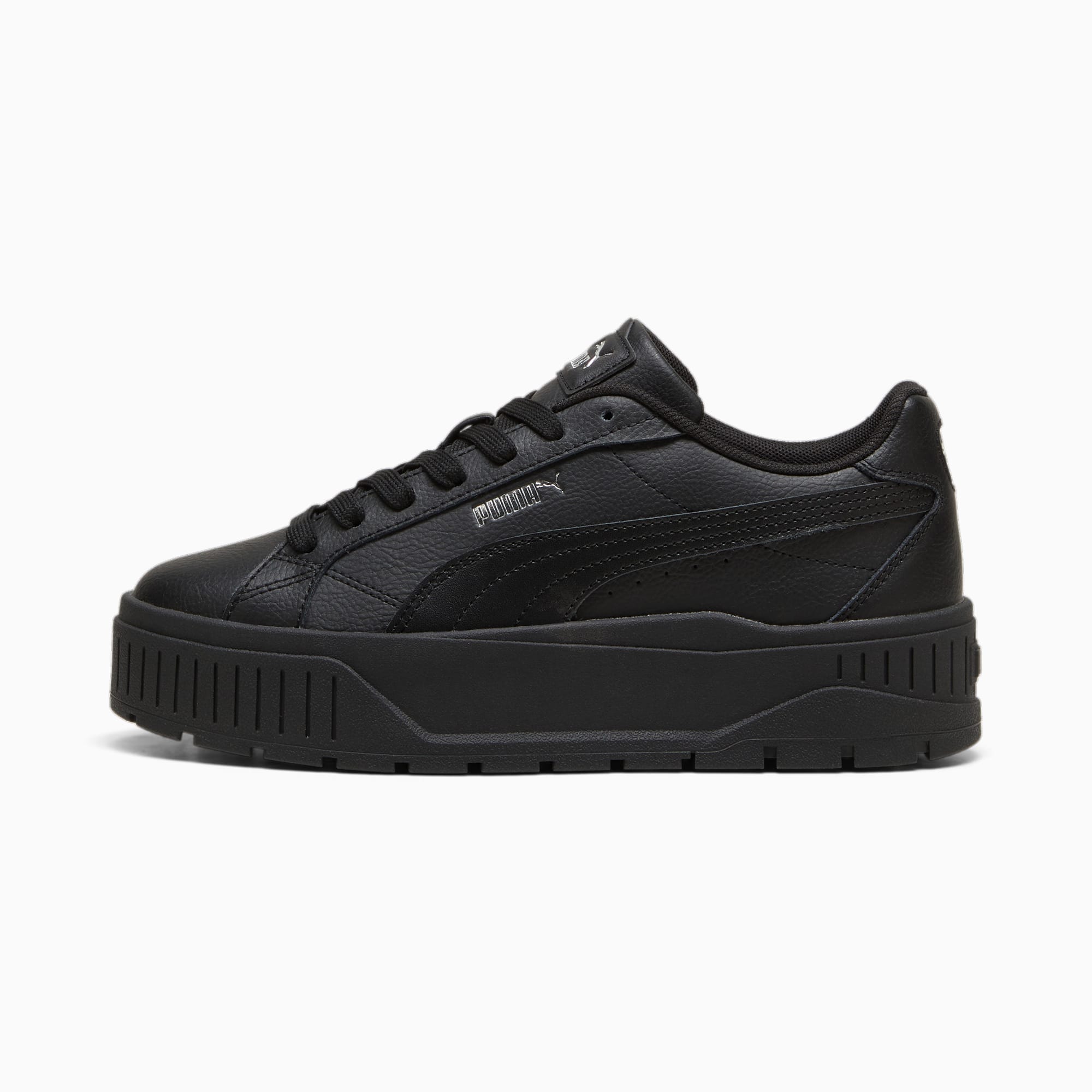 Karmen II Leather Sneakers Women, PUMA Black-PUMA Black-PUMA Silver, large