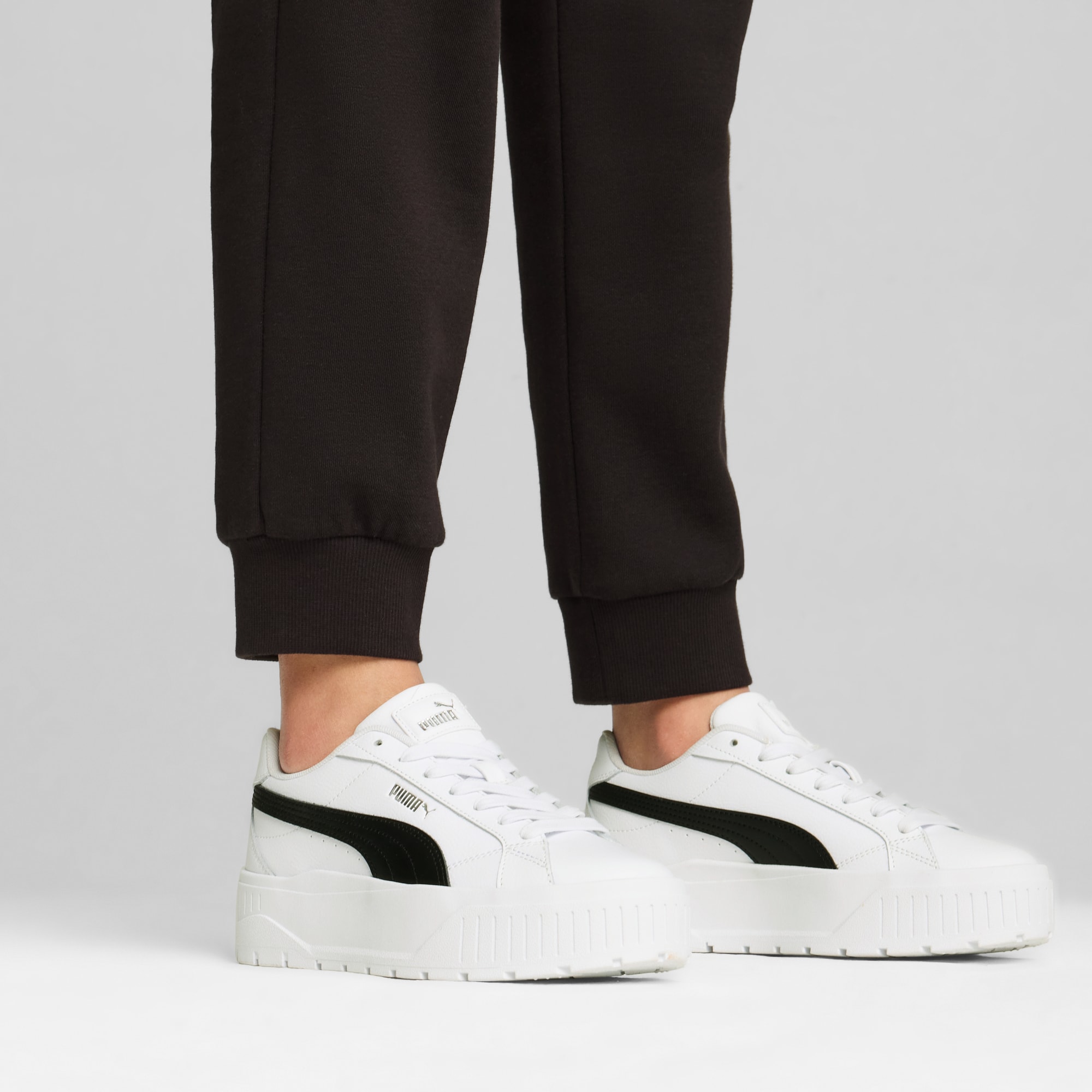 Sneakers en cuir Karmen II Femme, PUMA White-PUMA Black-PUMA Silver, large