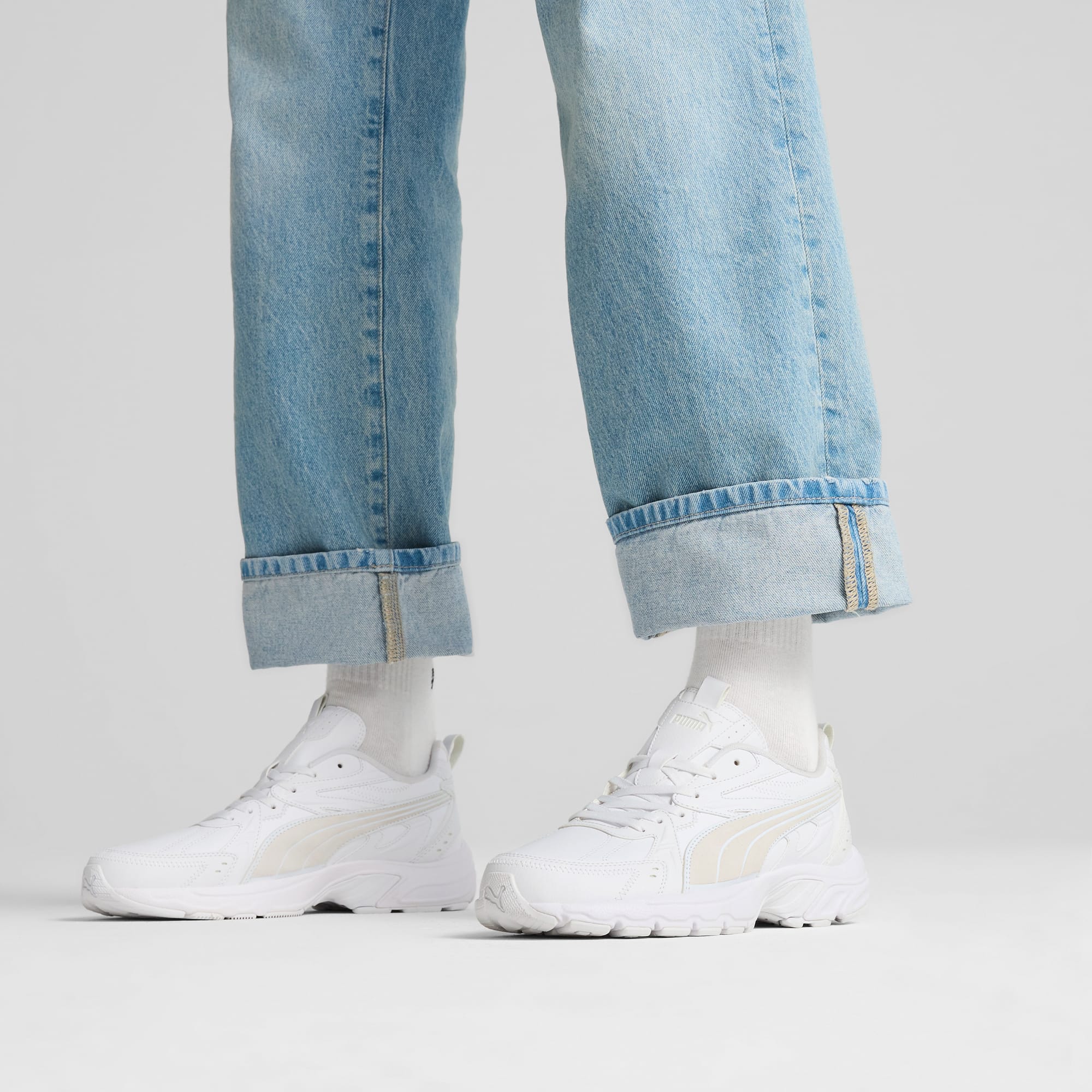 Zapatillas Milenio Tech Leather, PUMA White-PUMA White-Feather Gray, large